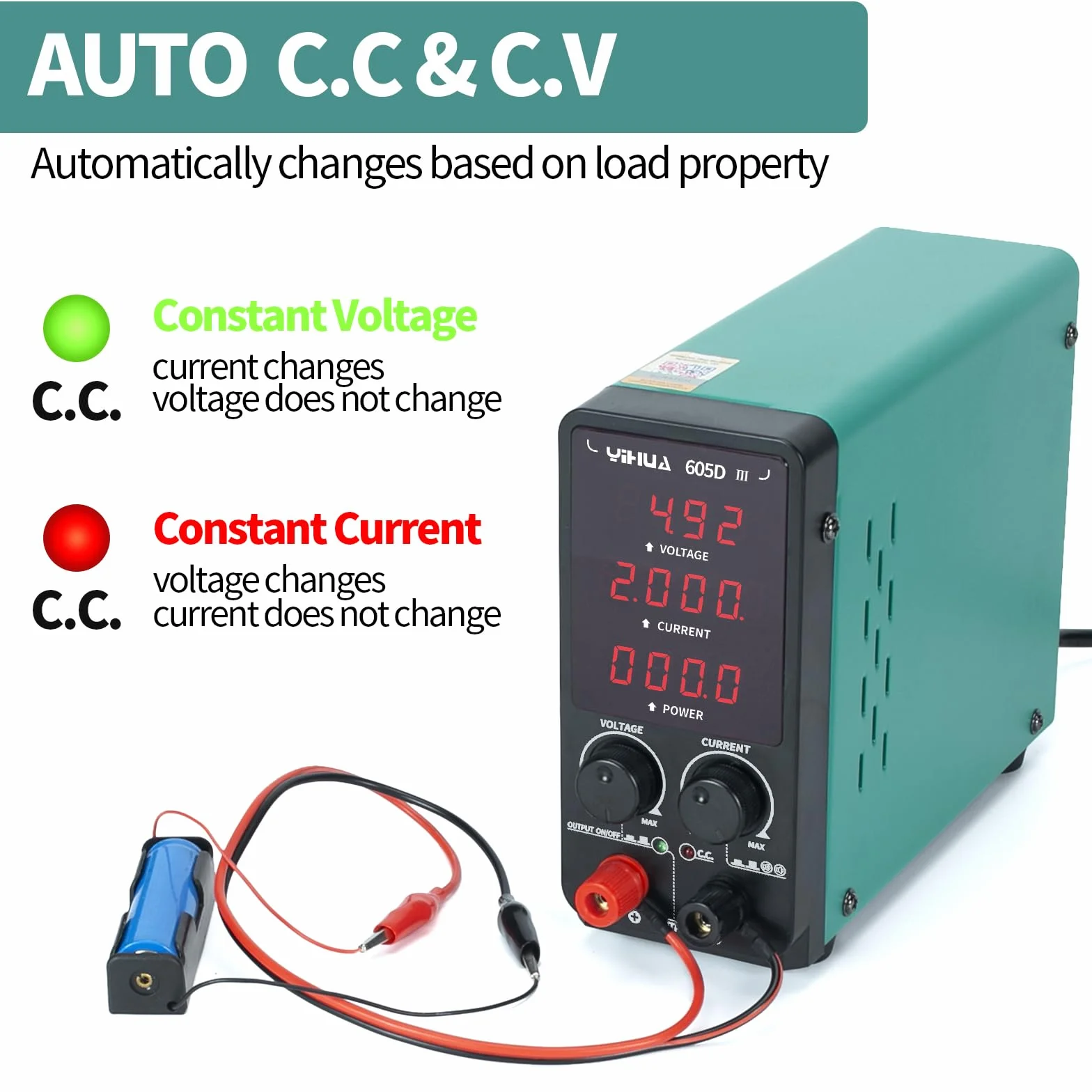 YIHUA 605D-III DC Laboratorium zasilacz regulowany 60 V 5 A CC/CV