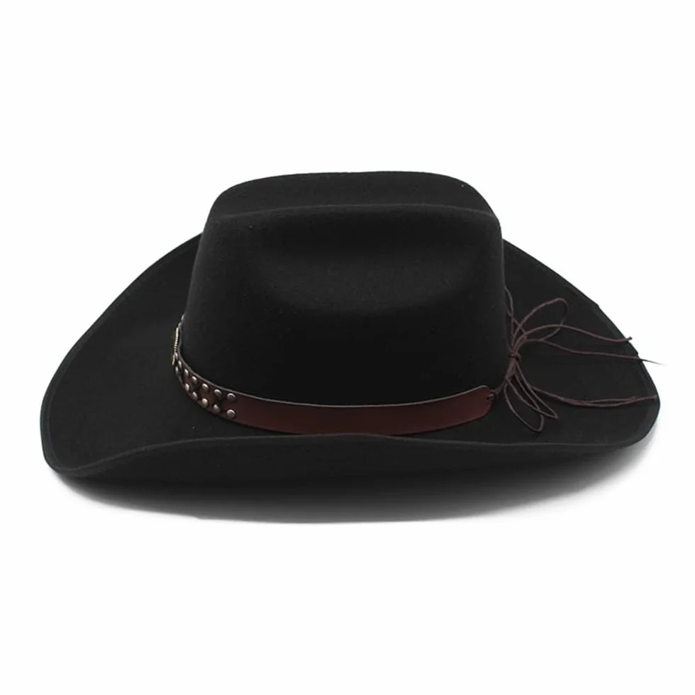 9.5cm Big Brim White Jazz Hat Autumn and Winter Woolen Hat Britain Simple Felt Cowboy Hat