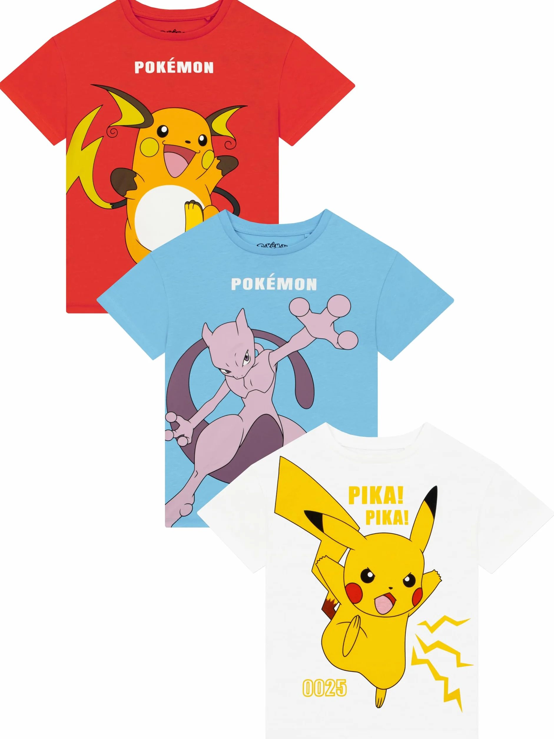 Pokémon Zestaw 3 T-Shirtów, T-shirty Dla Chłopców, Koszulka Pikachu Chłopca, Ubrania Dzieci