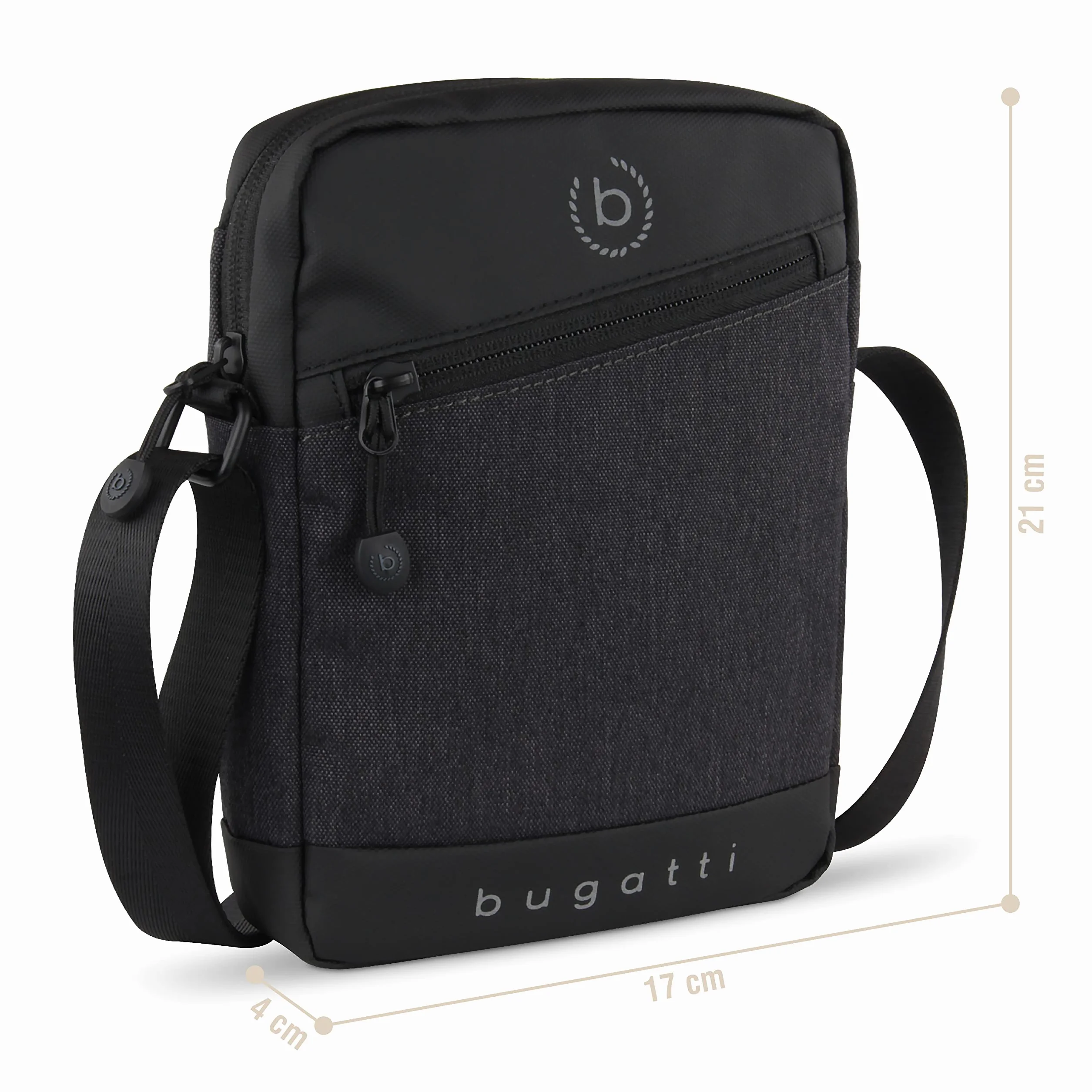 bugatti Universum torba na ramię dla mężczyzn z przegrodą – mała torba crossbody – Czarna