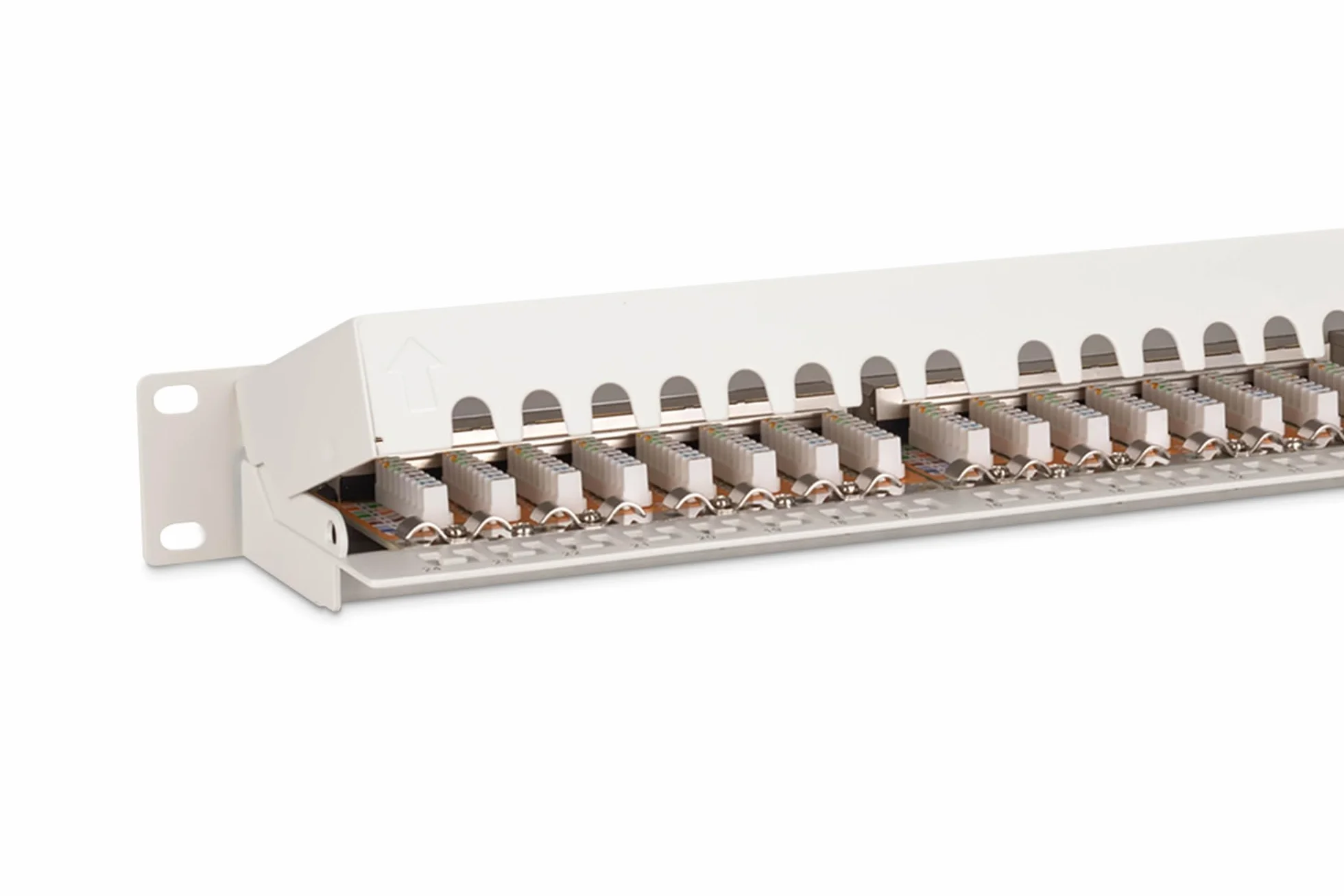 DIGITUS Patchpanel - 19 cali - Cat-6-24 porty RJ45 - ekranowany - pole patchowe LSA - montaż w szafie 1HE - szary