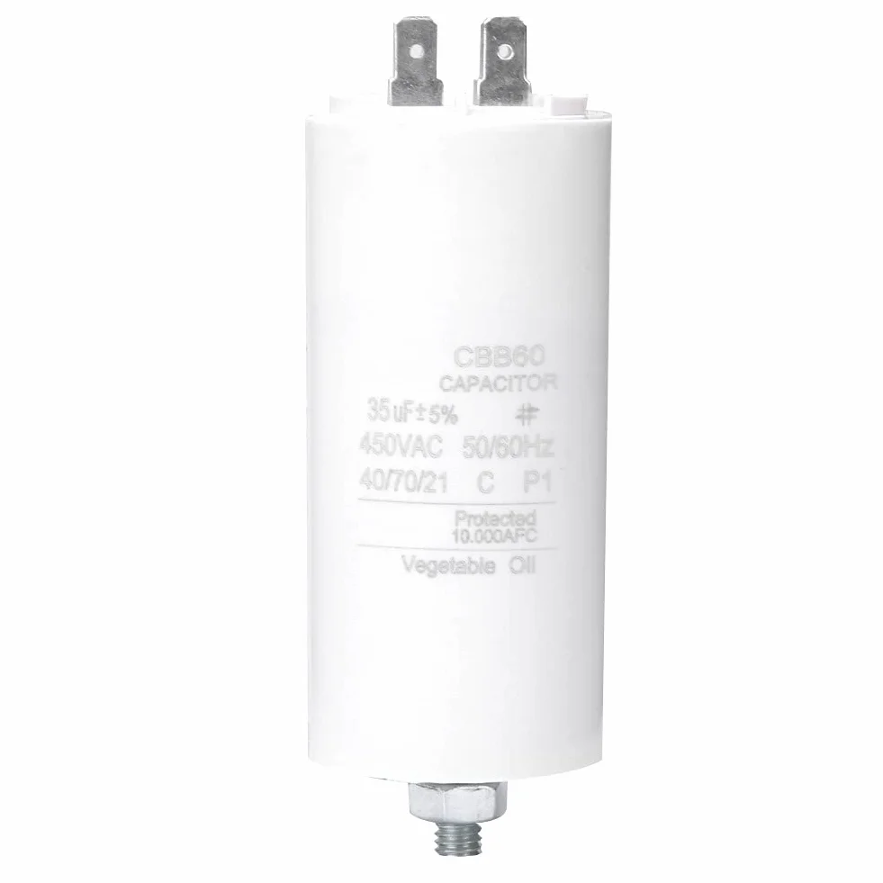 Kondensator CBB60 35uF 450 V, kondensator rozruchowy silnika, cienkowarstwowy kondensator z nakrętką śrubową CBB60 kondensator bieżący do pralki i urządzeń elektrycznych