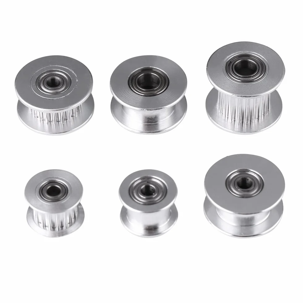 Akcesoria do drukarek 3D, 5 sztuk aluminiowego koła rozrządu 2GT, średnica otworu 3 mm / 5 mm, 16/20 zębów lub bez zębów dla szerokości paska 6 mm / 10 mm (W6 mm, 20T, otwór 3, ząb)