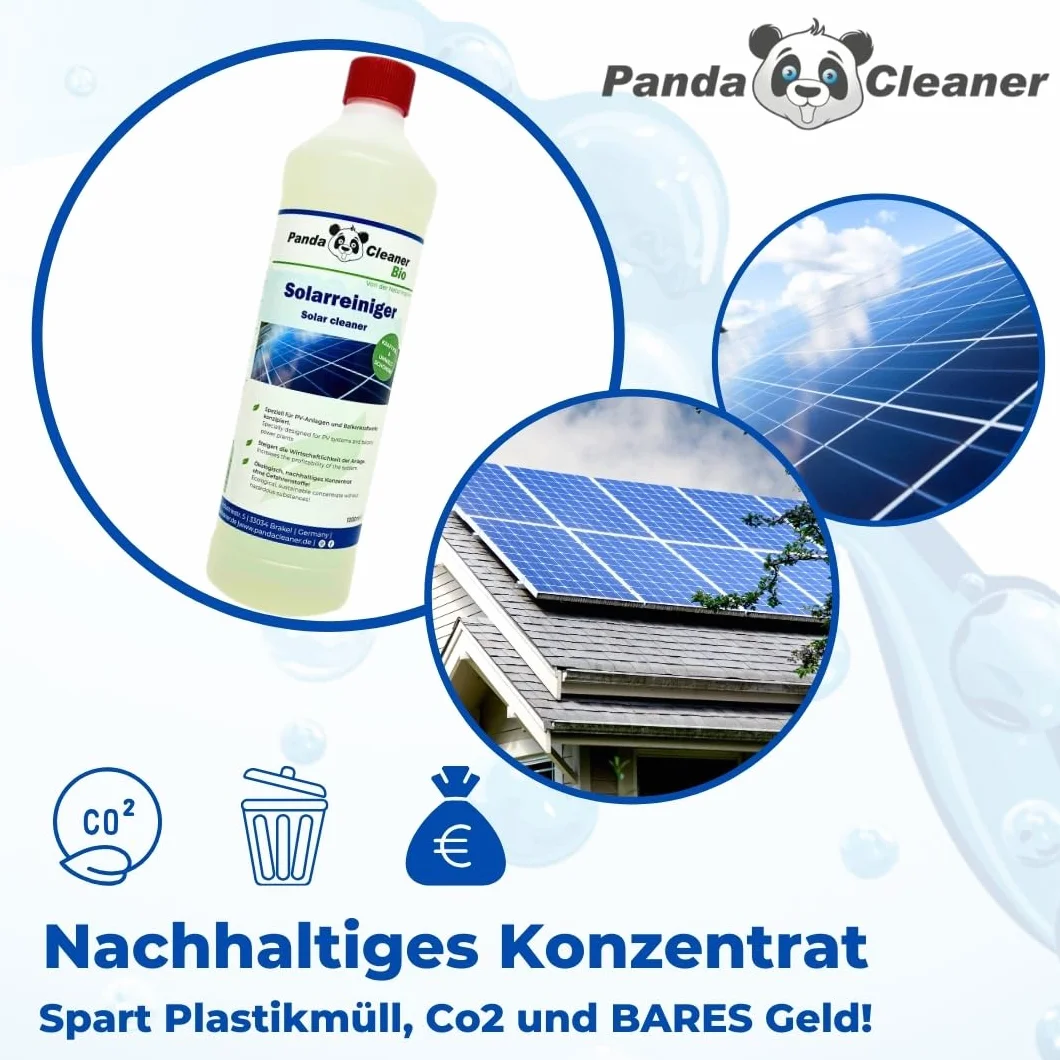PandaCleaner Bio środek czyszczący – 1 l profesjonalny środek do czyszczenia instalacji solarnych i PV – wysoko skoncentrowany 1:100 do instalacji solarnych, modułu fotowoltaicznego, panelu