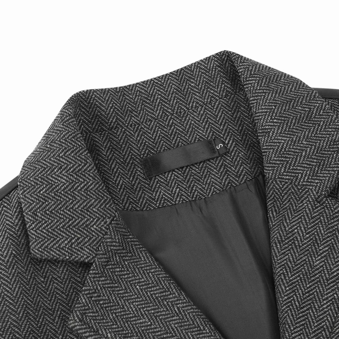 Allthemen Męska formalna kamizelka bez rękawów, tweed, biznesowa, dekolt w serek, klasyczny garnitur, kamizelka z kieszeniami