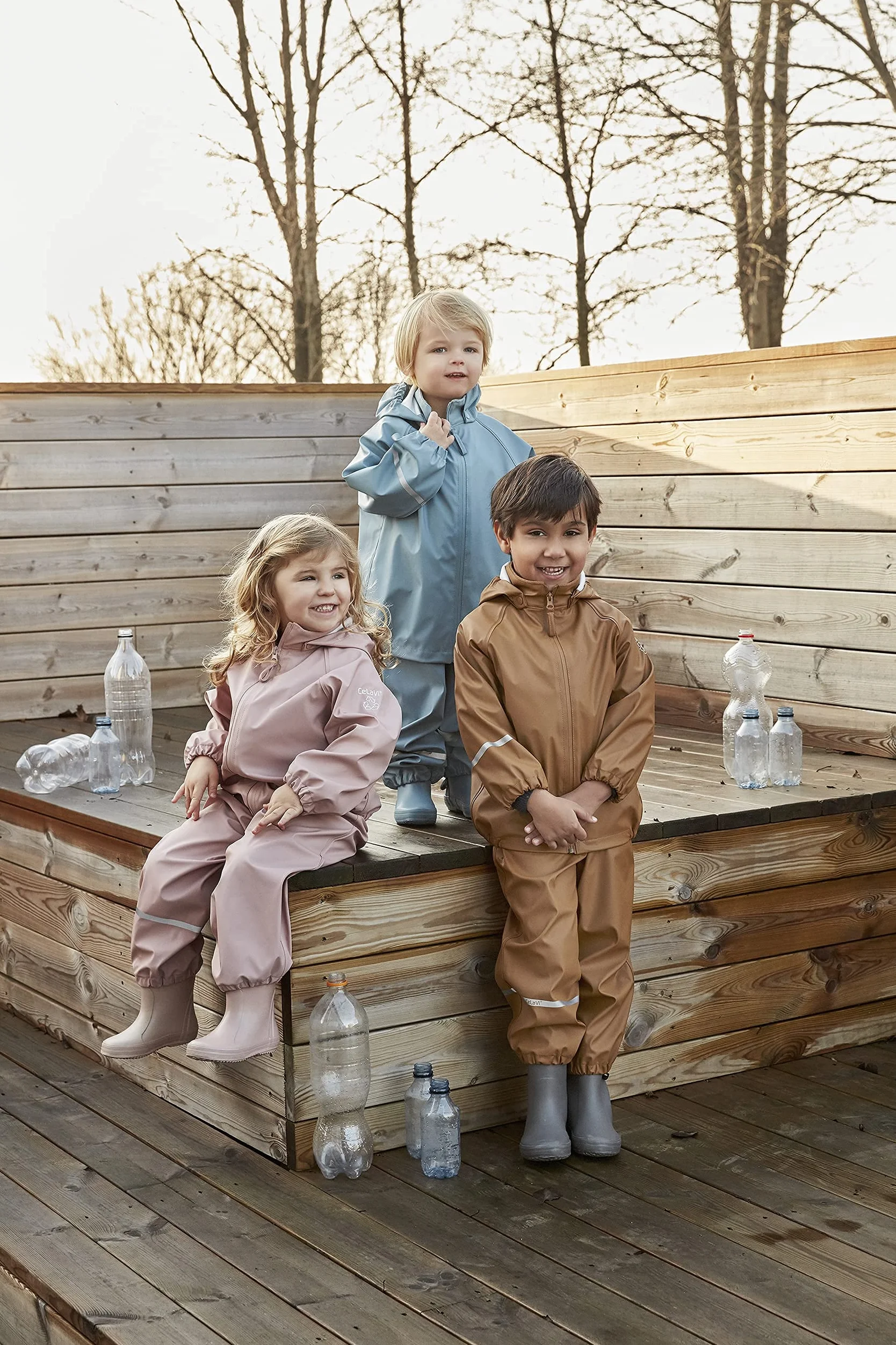 Celavi Unisex Basic Rainwear Set-Recycle Pu kurtka przeciwdeszczowa, rattan., 100 cm