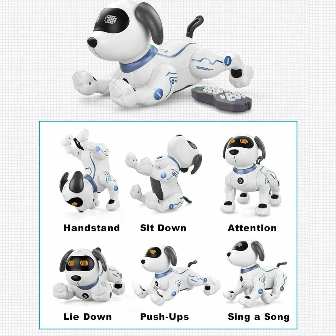 Zdalne sterowanie głosem inteligentny interaktywny taniec śpiewający pies zabawki dla dzieci, inteligentny elektroniczny programowalny robot sterowany głosem działania chodzenie siedzenie