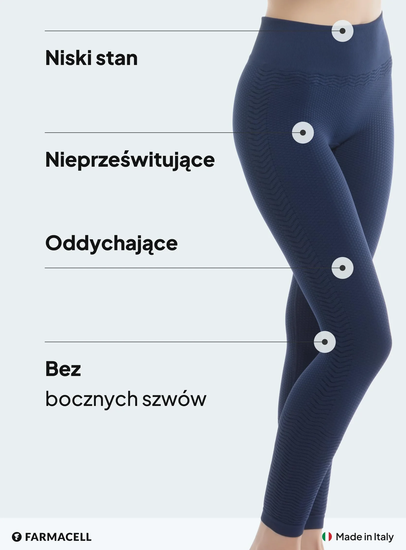 Farmacell Legginsy Damskie Antycellulitowe 3D, Efektem FIR, Made in Italy, 1109