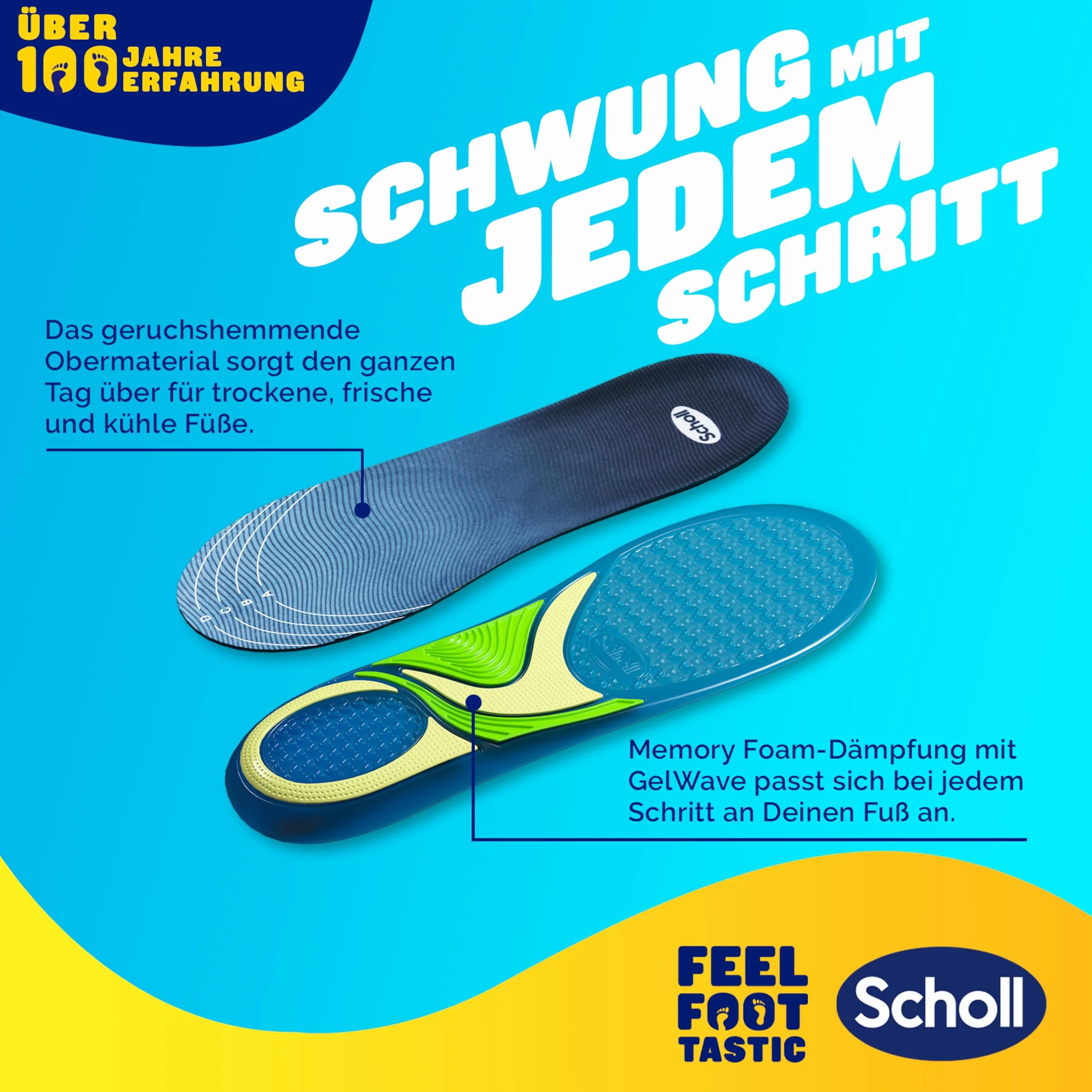 Scholl GelActiv sportowe wkładki dla kobiet, wygodne wkładki do butów do biegania przez cały dzień dla świeżych i chłodnych stóp, super amortyzacja uderzeń i amortyzacja z technologią GelWave, rozmiar
