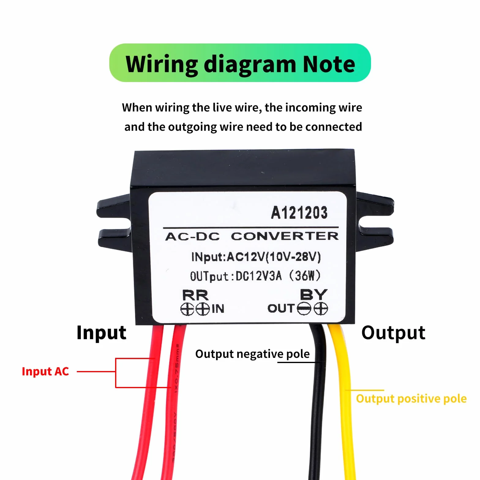 Regulator napięcia 12 V, AC 10-28 V do DC 12 V, 3 A, 36 W, konwerter mocy Buck, wejście 10-28 V AC, wyjście 12 V DC, wodoodporny moduł konwertera Buck 10-28 V AC