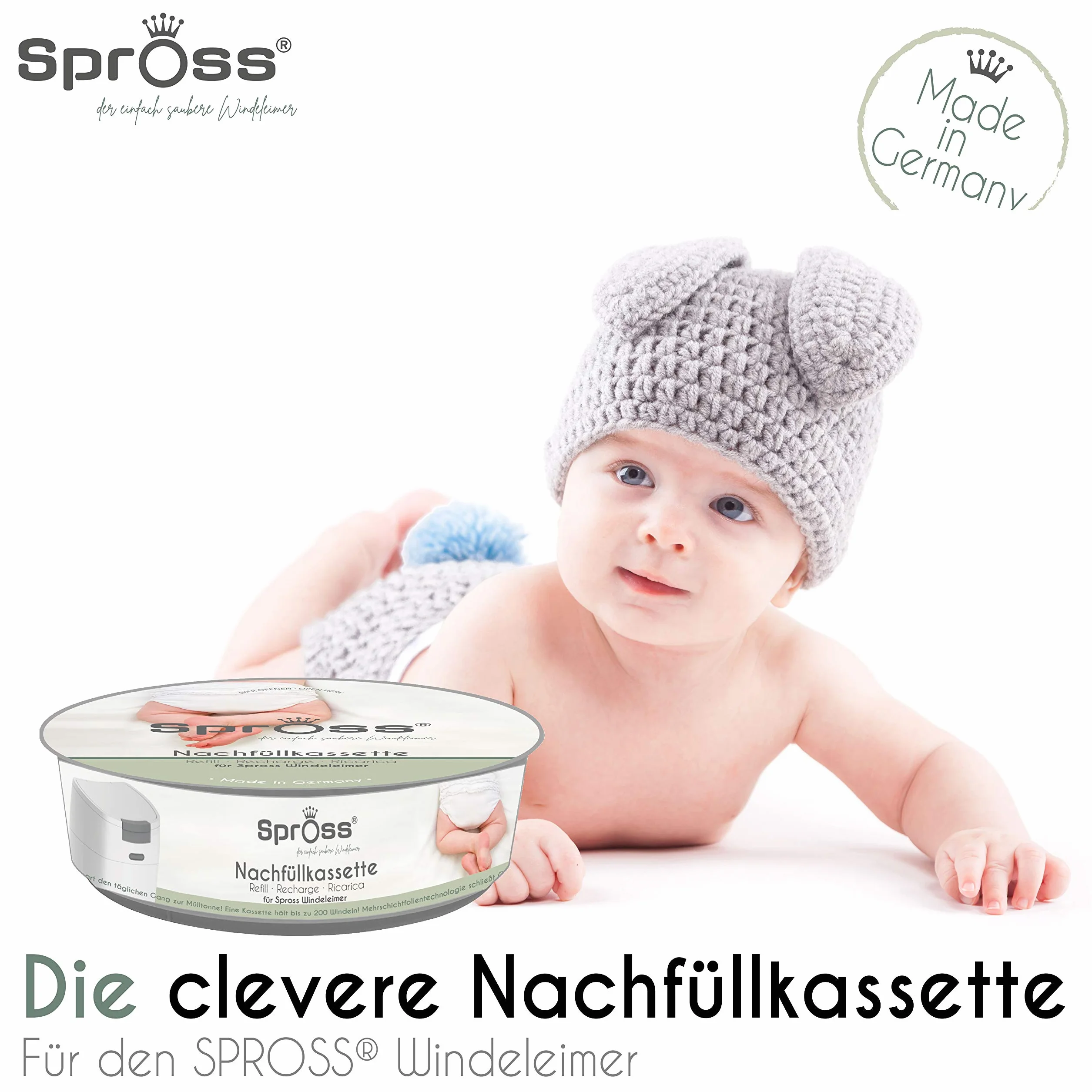 Spross Zestaw 6 wkładów do pojemnika na pieluchy Spross - chroni przed nieprzyjemnymi zapachami.