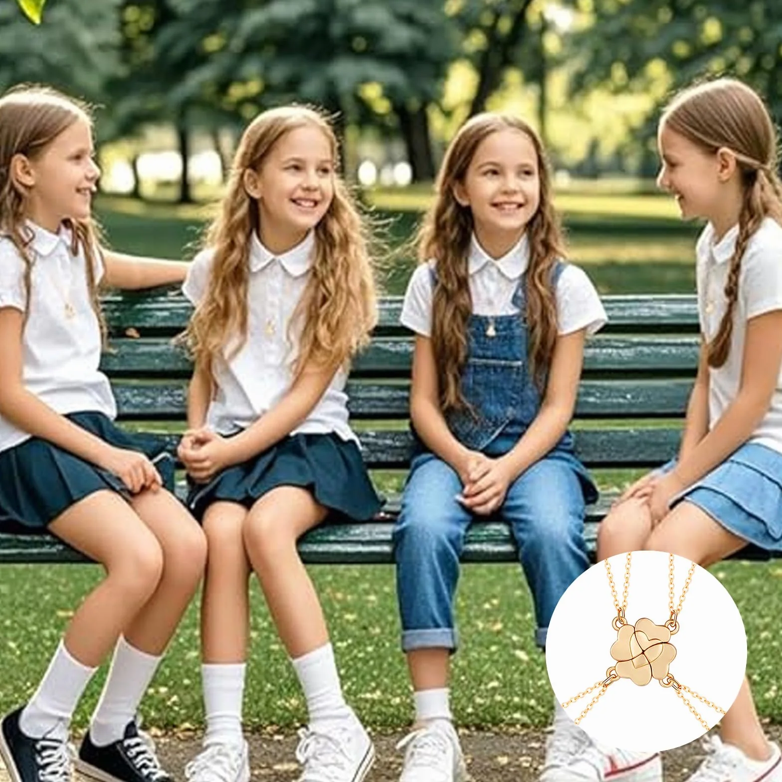 4 szt. Naszyjniki przyjaźni, czterolistna koniczyna dla kobiet, naszyjniki przyjaźni dla 4 dziewczynek, naszyjnik magnetyczny BFF ze stali nierdzewnej, prezenty z okazji ukończenia szkoły