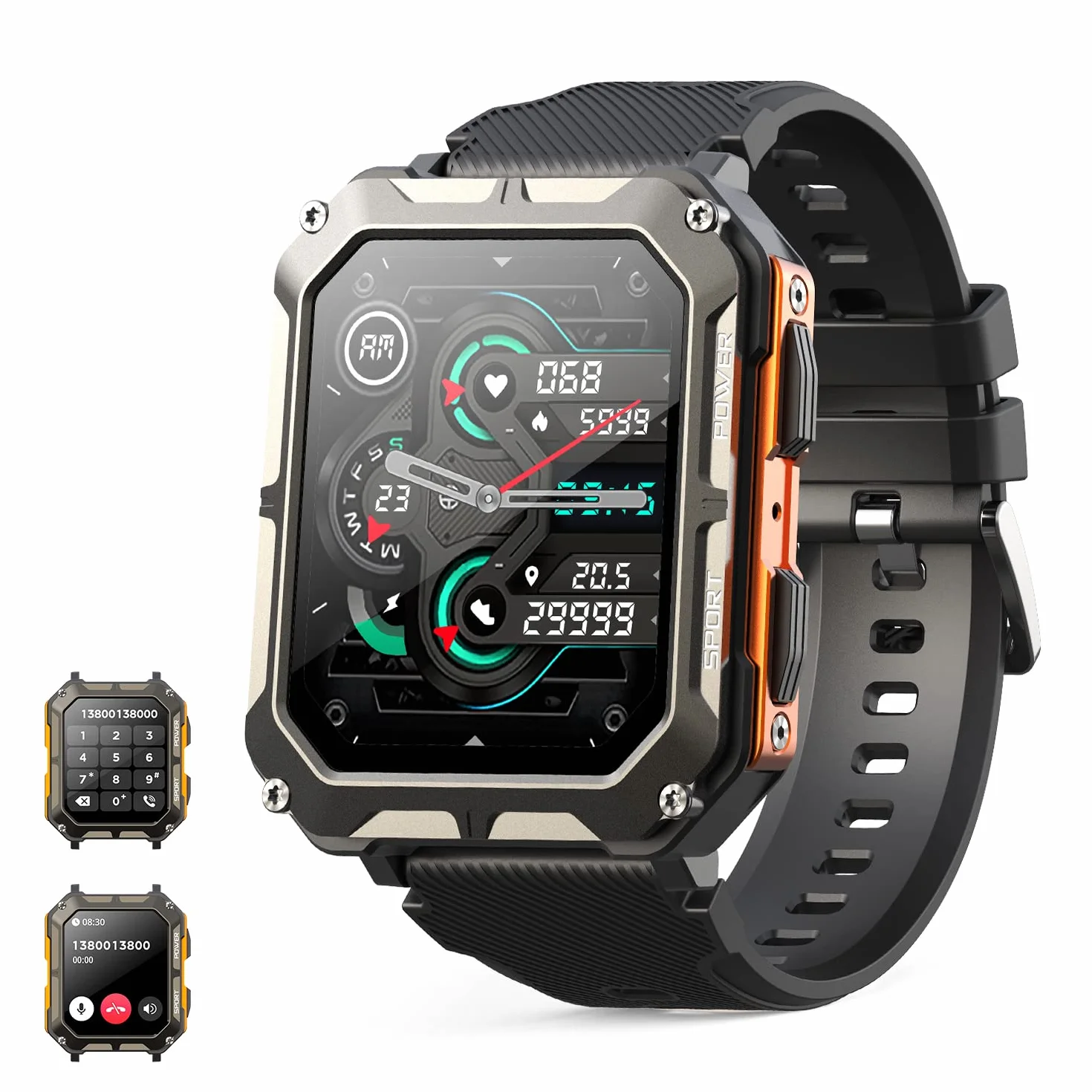 smartwatch męski z asystentem głosowym Bluetooth 1,81 cala IP68 dla Android iOS