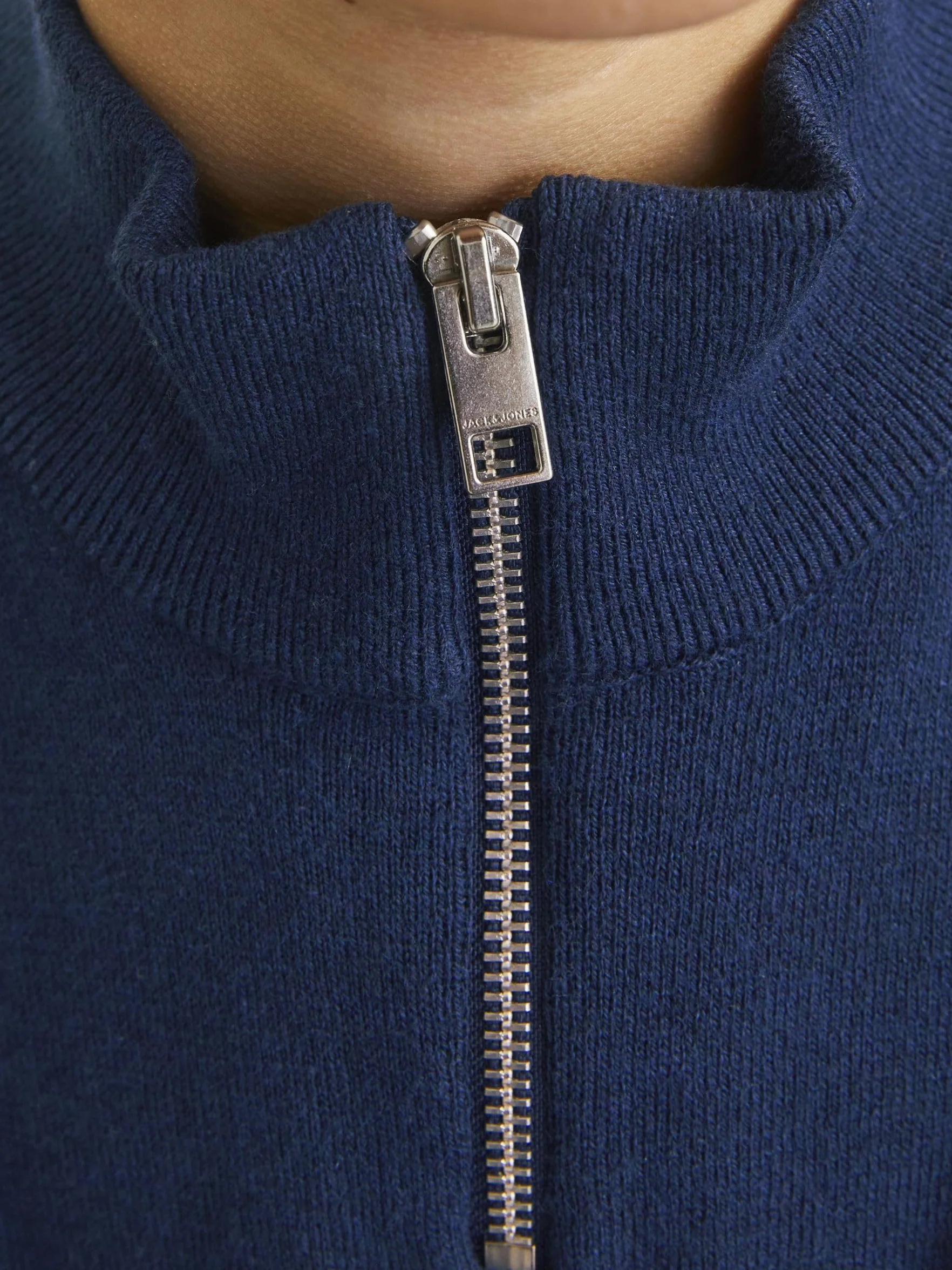 JACK & JONES Chłopięcy kardigan z zamkiem błyskawicznym na ćwiartki, kurtka z dzianiny z zamkiem błyskawicznym na ć, granatowy blezer, 164