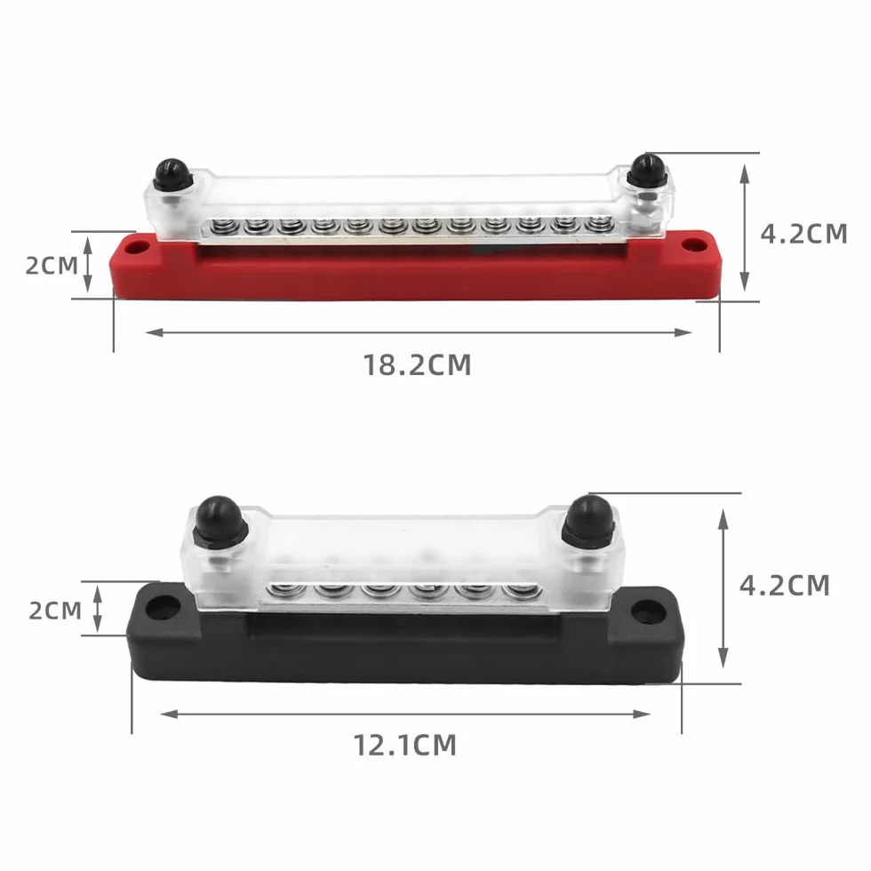 mizikuu 2 sztuki szyn kolekcjonerskich, 12 V-48 V DC 150 A, blok rozdzielaczy z 6 bolcami zaciskowymi M4 i 2 bolcami M6 z pokrywą, blok szyn zbiorczych, zacisk śrubowy do samochodów ciężarowych, łodzi