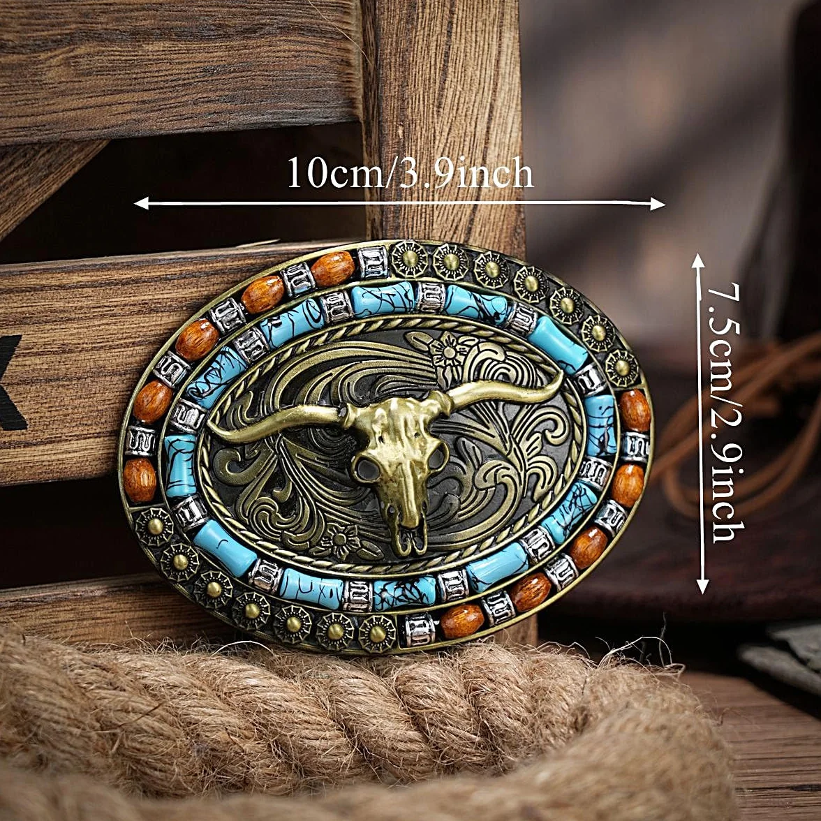 Namvo Western klamra do paska z głową krowy klamra do paska vintage męska klamra do wymiany i dekoracji