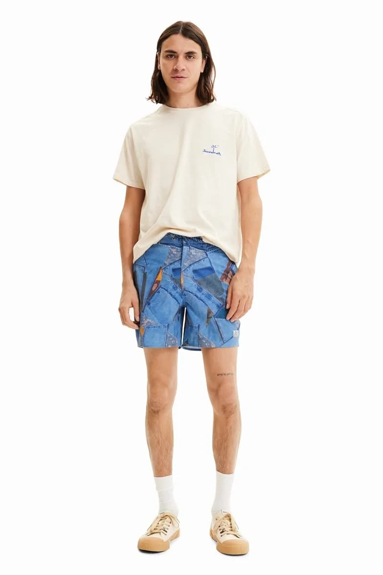 Desigual Bañador_alex 5005 Denim Raw - Szorty męskie WOVEN BOARD Mężczyźni