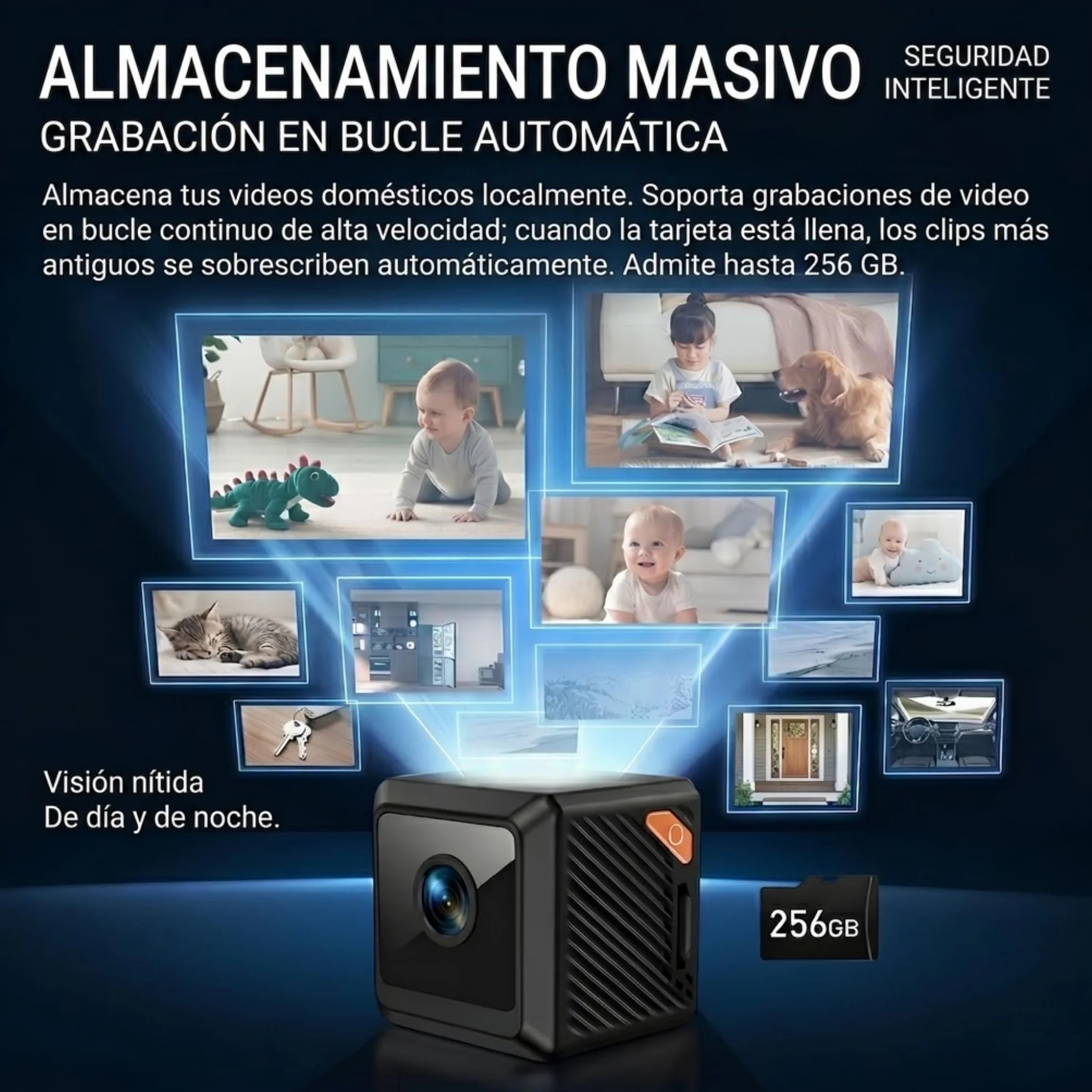 ONESENSE Mini Bezprzewodowa kamera bezpieczeństwa z wbudowanym mikrofonem, 4K HD Night Vision, Wykrywanie ruchu i redukcja szumów 2D - Kamery bezpieczeństwa wewnętrznego -