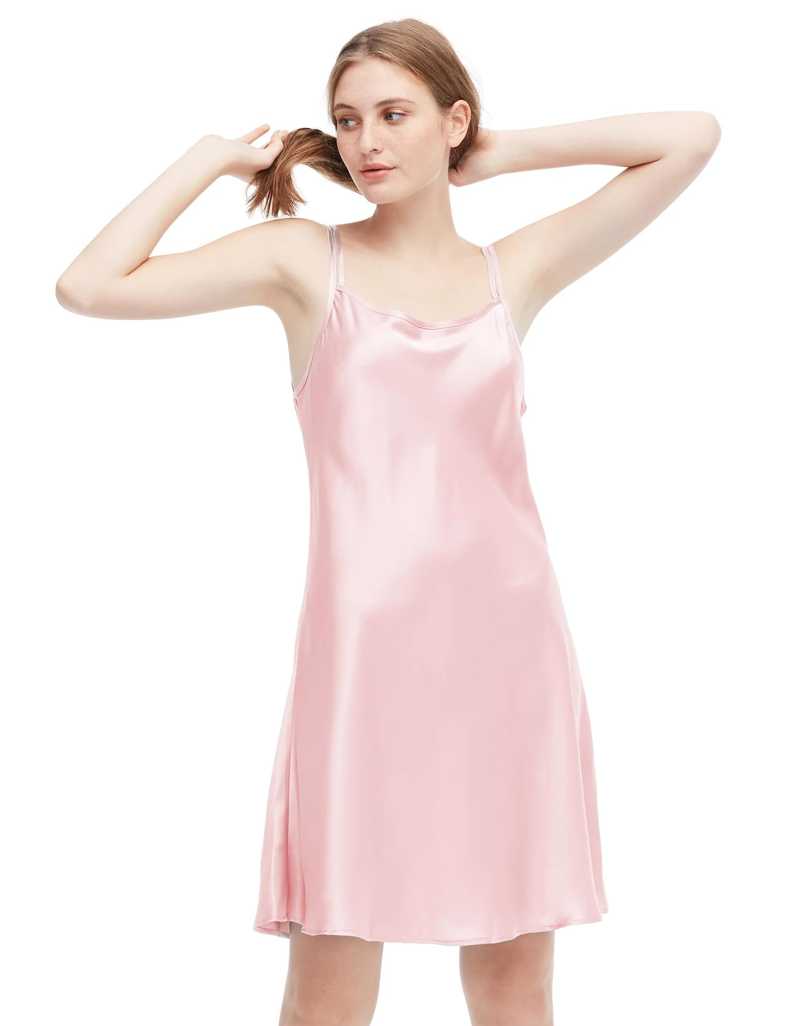 LilySilk Damska koszula nocna 100 z czystego jedwabiu krótka koszula nocna z niskim wycięciem na plecach damska koszulka nocna 19 Momme czysty jedwab koszule nocne dla kobiet