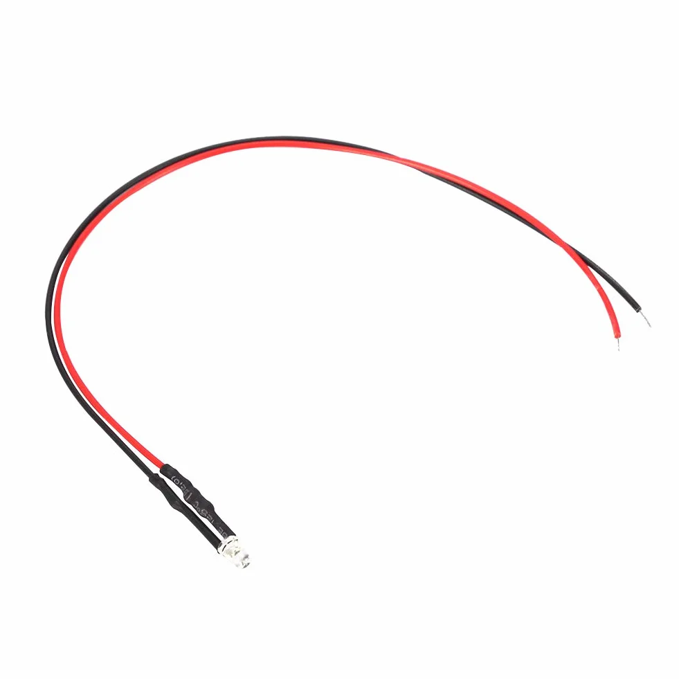 Kabel świetlny, 10 szt. 12v 3mm 20cm 0.06W LED przewodowa dioda elektroluminescencyjna Wielokolorowa dioda LED (czerwona)