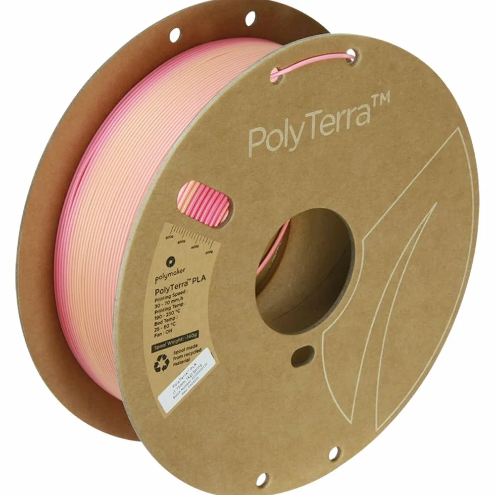 Polymaker Matowy filament PLA 1,75 mm wiosna, różowy, wielokolorowy, gradient, 1,75 PLA, filament do drukarki 3D, 1 kg, PolyTerra 1,75 PLA Filament matowy, gradient sprężynowy, filament do drukowania