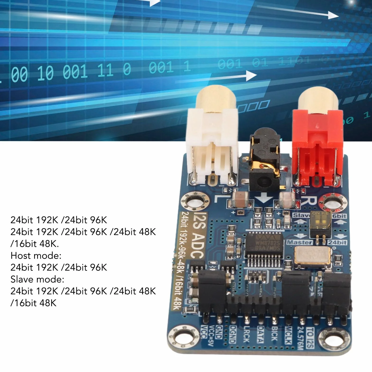 I2S ADC Audio Moduł Karty Przechwytującej I2S Master Slave Mode Development Board Bezstratny Cyfrowy Dekoder Audio I2S ADC