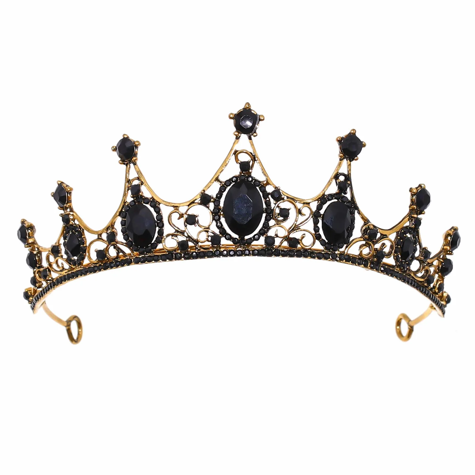 Czarna barokowa korona, diadem z kryształową koroną, styl gotycki, diadem ślubny, diadem ślubny, opaska na głowę, kryształ górski, korona diadem dla panny młodej, bankiet i przyjęcie urodzinowe