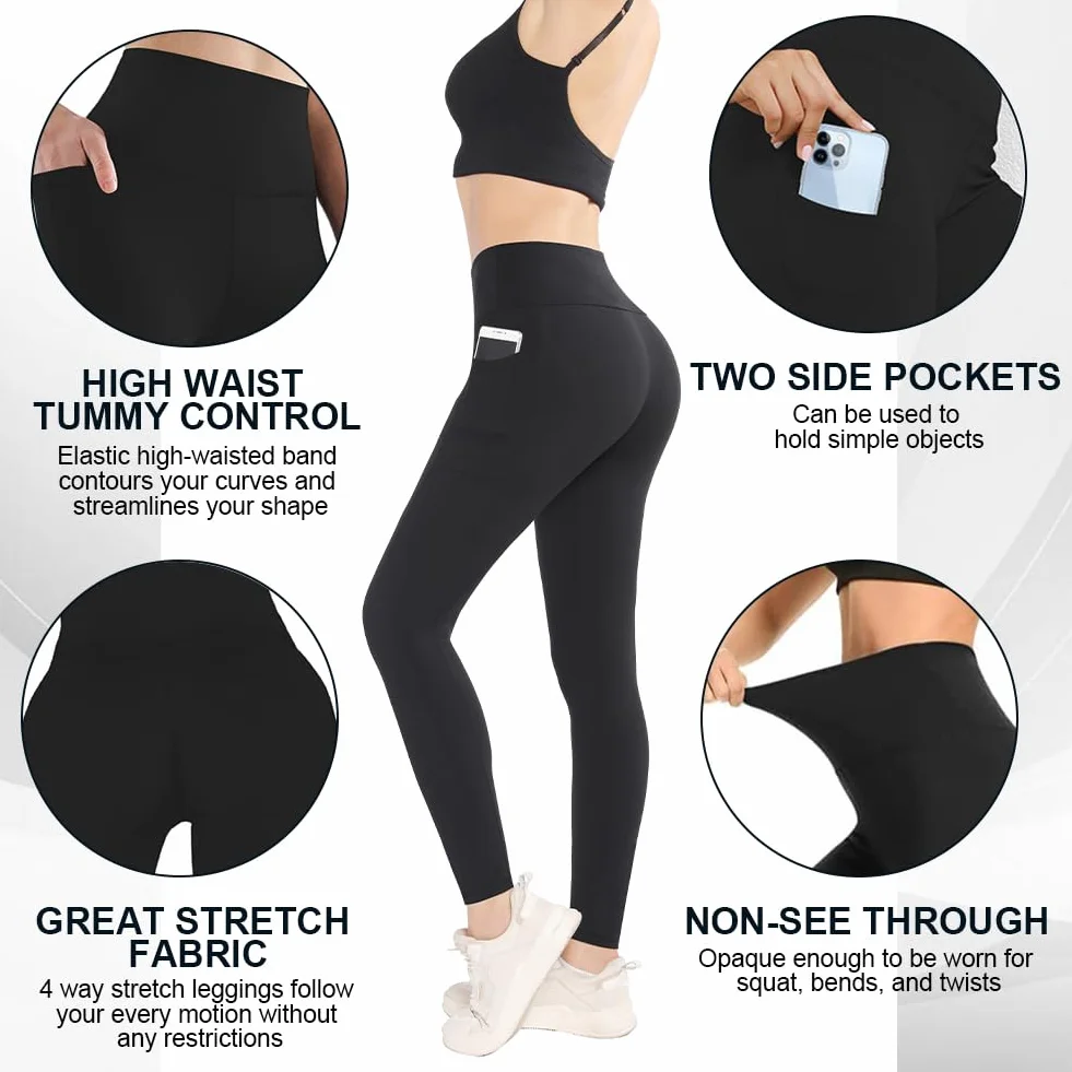 flintronic Legginsy dla kobiet, legginsy z wysokim stanem dla kobiet, damskie legginsy termiczne kontrola brzucha, spodnie gimnastyczne do jogi, gumki do treningu, biegania, sportu, fitnessu, UK