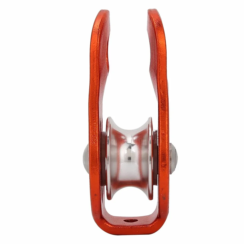 ZJchao 26KN Wytrzymały Aluminiowy Blok Linowy Obrotowy Blok Linowy do Liny 12 Mm z Bocznymi Płytami Antykorozyjnymi Płynny Obrót do Wspinaczki, Ciągnięcia i Transportu (ORANGE)