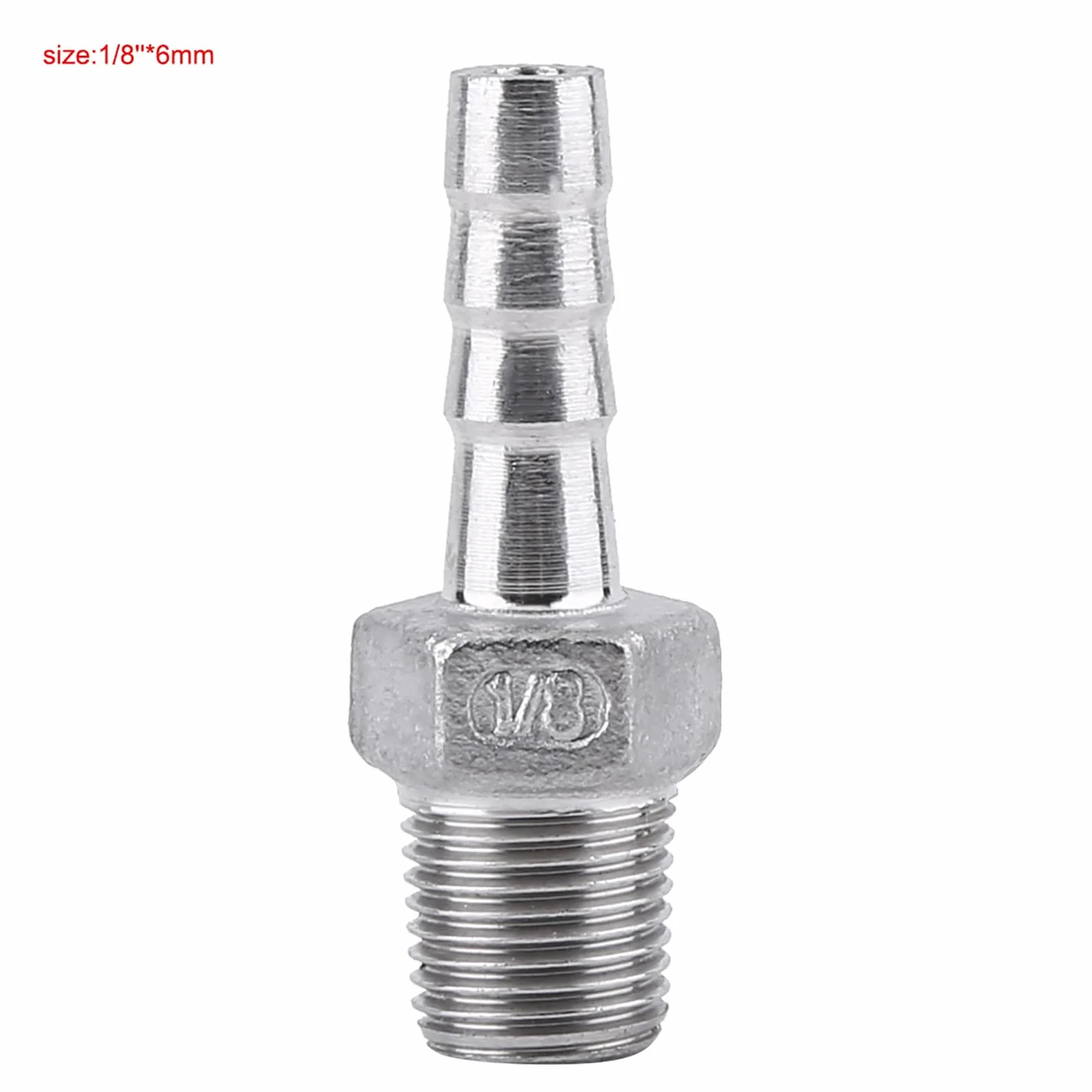 Złącze Barb ze stali nierdzewnej, zaczep węża, stal nierdzewna SS304 gwint męski łącznik rurowy Barb Hose Tail Connector BSP 1/20.3 cm~3/10.2 cm (1/8 * 6 mm)