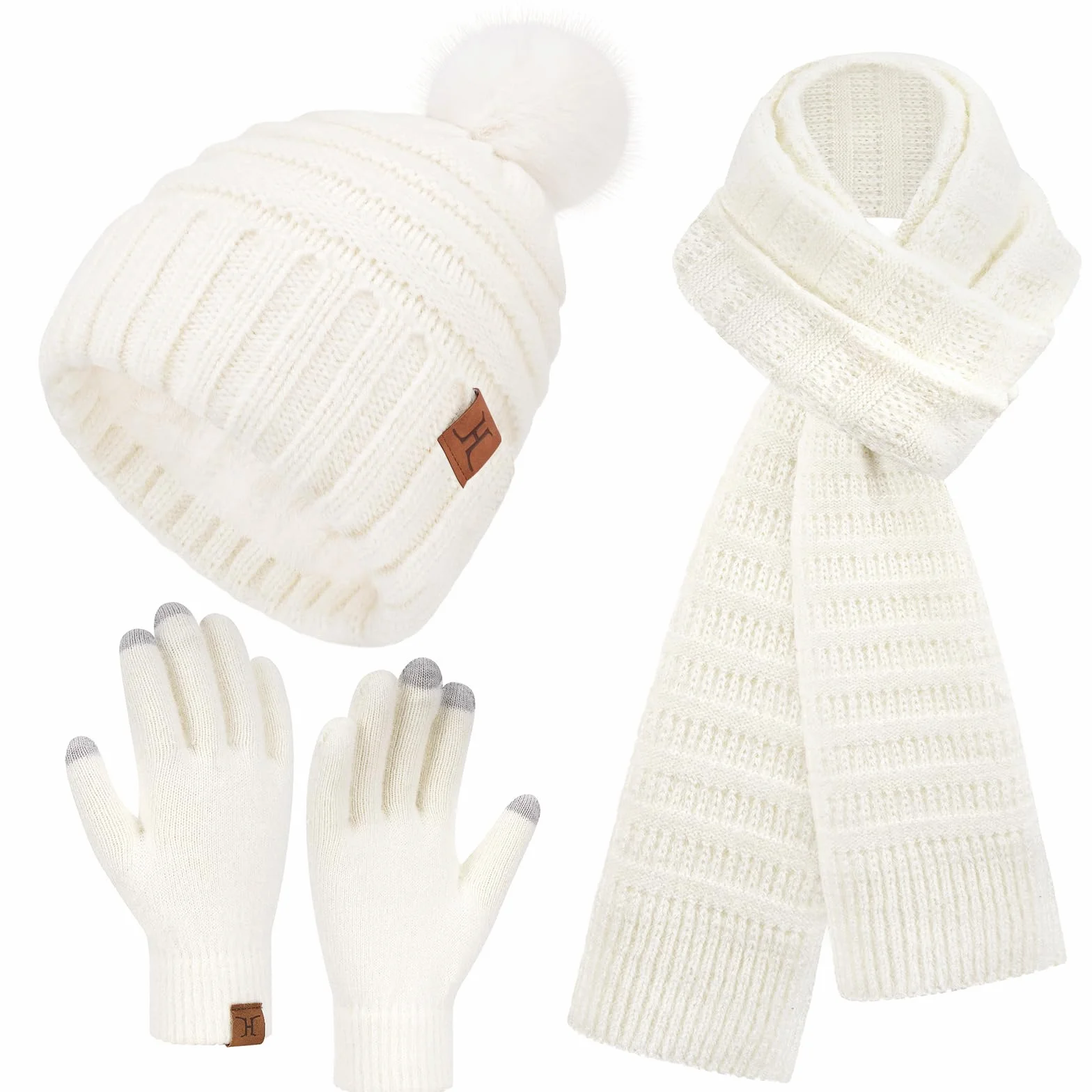 Zimowa damska czapka, szalik, rękawiczki z podszewką polarową, ciepła czapka zimowa, czapka z dzianiny, czapka beanie z pomponem, rękawiczki zimowe, długie szaliki, dla kobiet, prezent na Boże