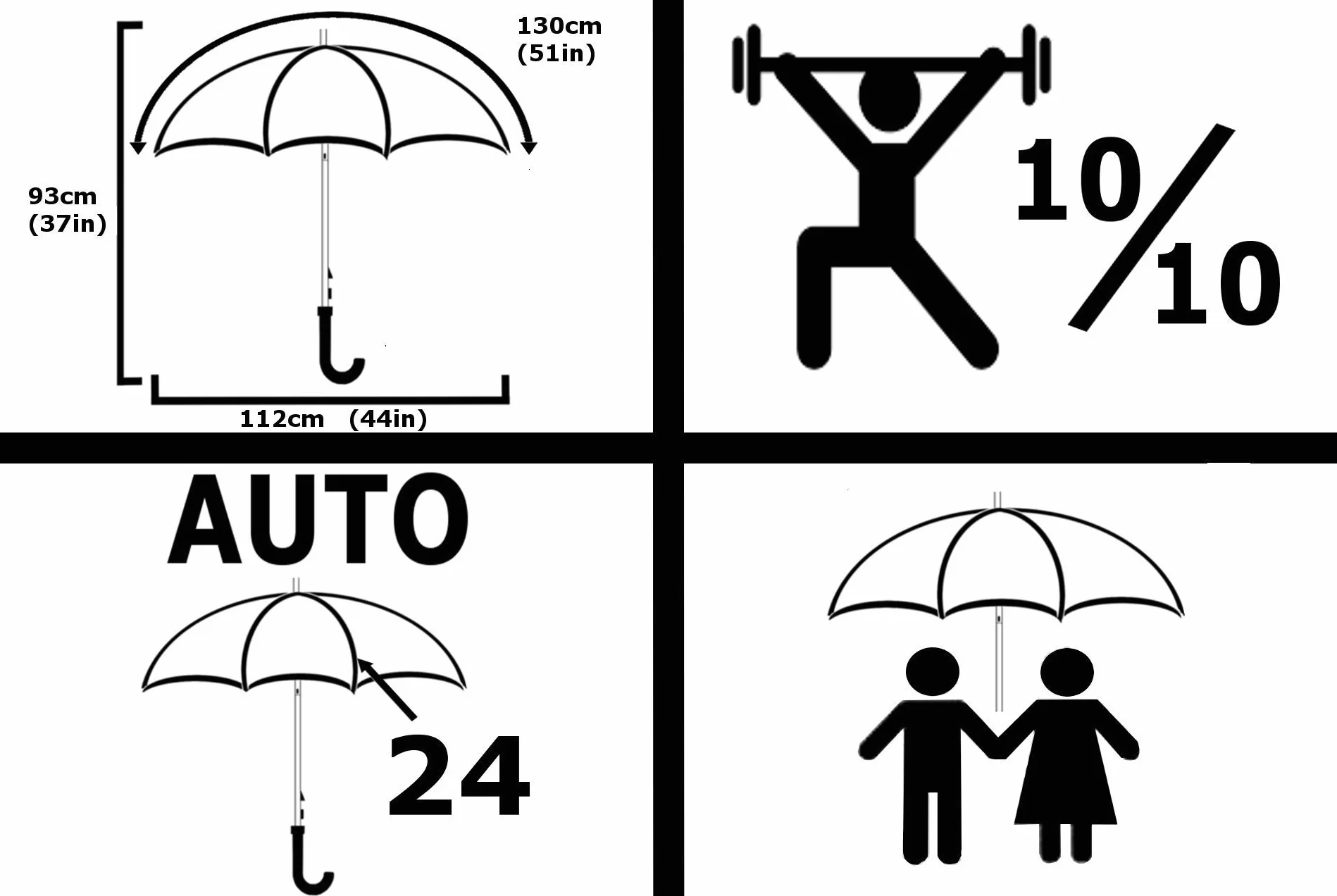 COLLAR AND CUFFS LONDON - Wiatroszczelny parasol z 24 żebrami dla super wytrzymałości - 60 km/h bardzo mocny - potrójna warstwa wzmocniona rama z włókna szklanego - drewniany uchwyt haka -