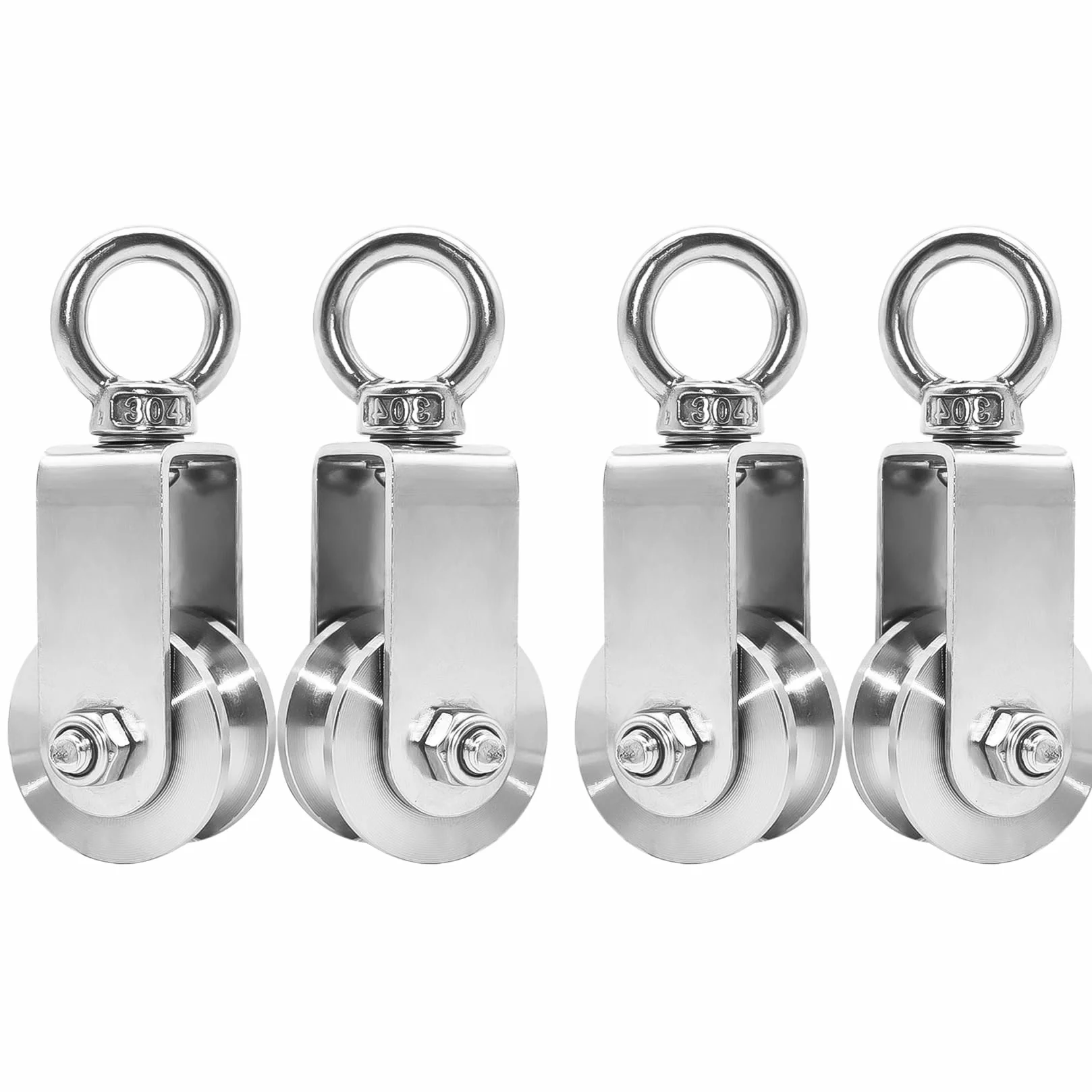 Herbst Rolka zwrotna z łożyskiem kulkowym, linka stalowa ze stali nierdzewnej, do linek fitness rusztowania, nośność 250 kg (34 mm, 4 szt.)