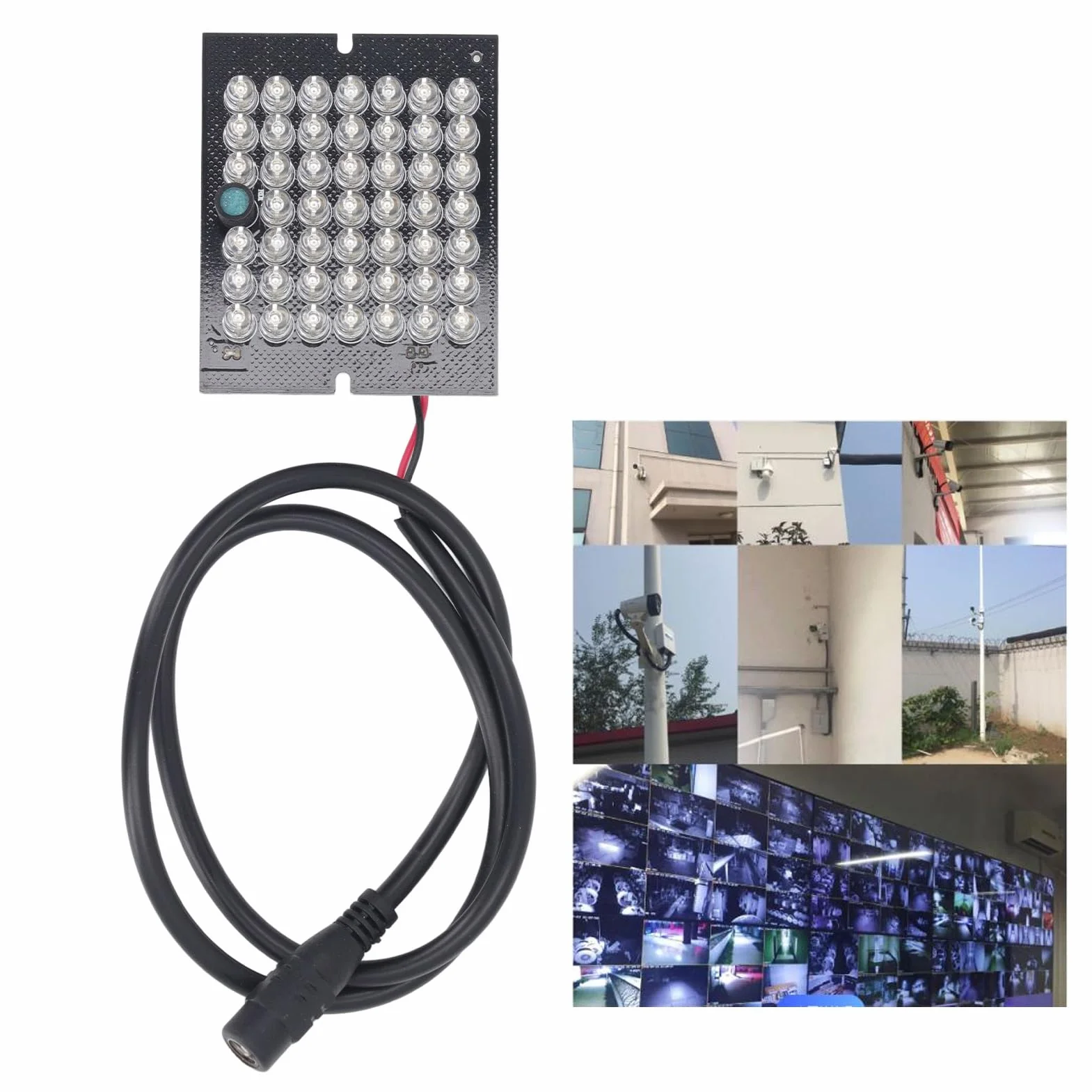 Tablica Lampy IR Oświetlacz IR podczerwień 850nm 48 Koralików IR Lampa Noktowizyjna LED DC12V do Wnętrz na Zewnątrz