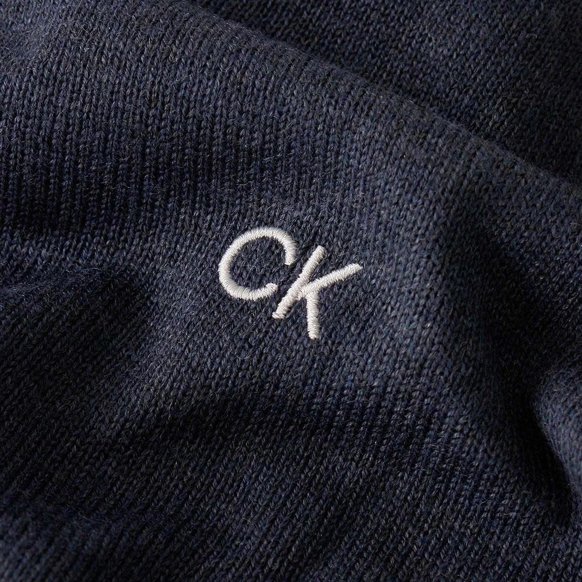 Calvin Klein Meski sweter golfowy 2025 z dekoltem w szpic z miekkiej bawelny Easy Care