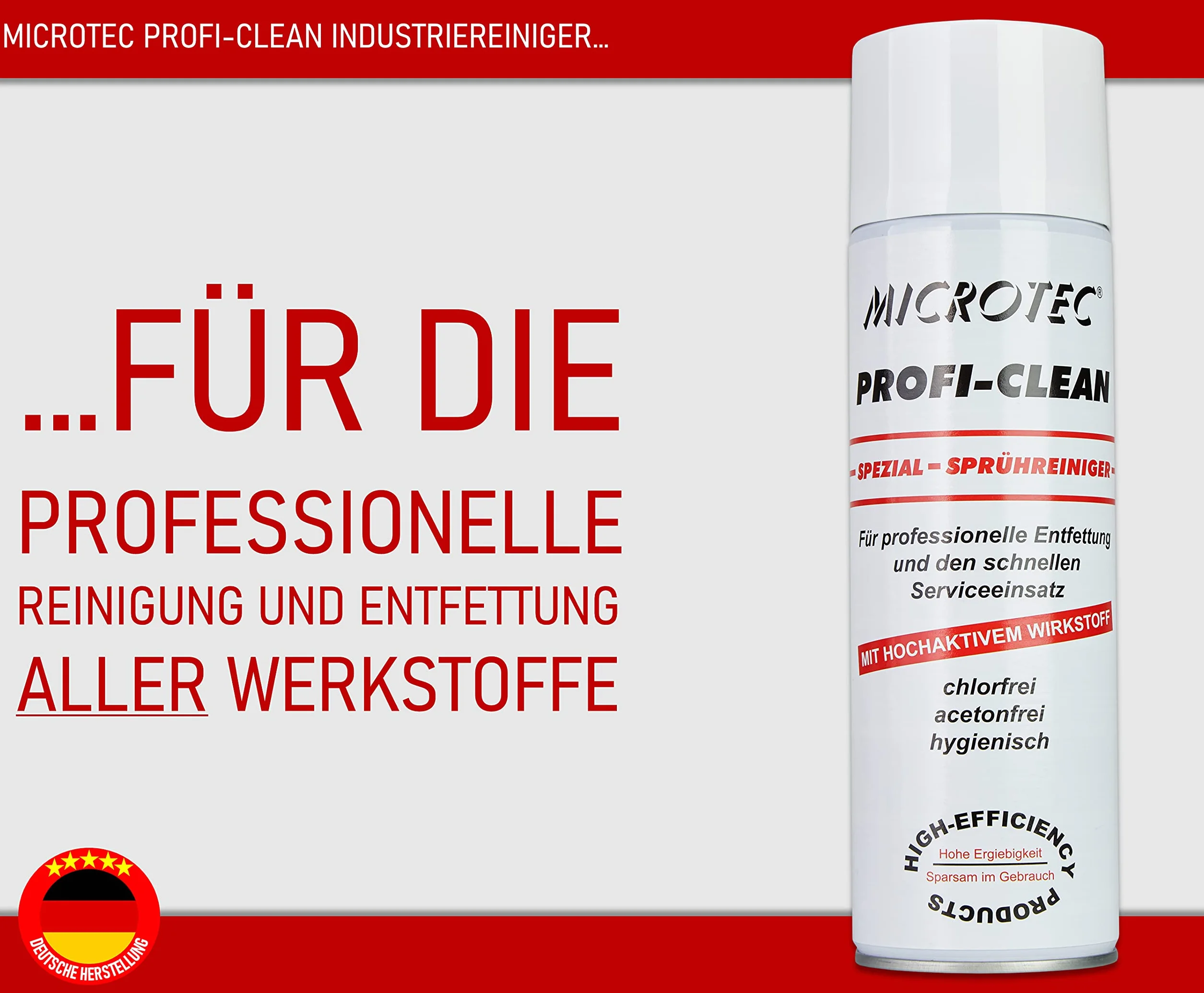 Microtec® Profi Clean przemysłowy środek czyszczący | 500 ml | uniwersalny środek czyszczący skutecznie usuwa brud, tłuszcz, olej, żywicę i wosk | wysoka moc czyszczenia bez uszkadzania materiału | silnie odtłuszczający
