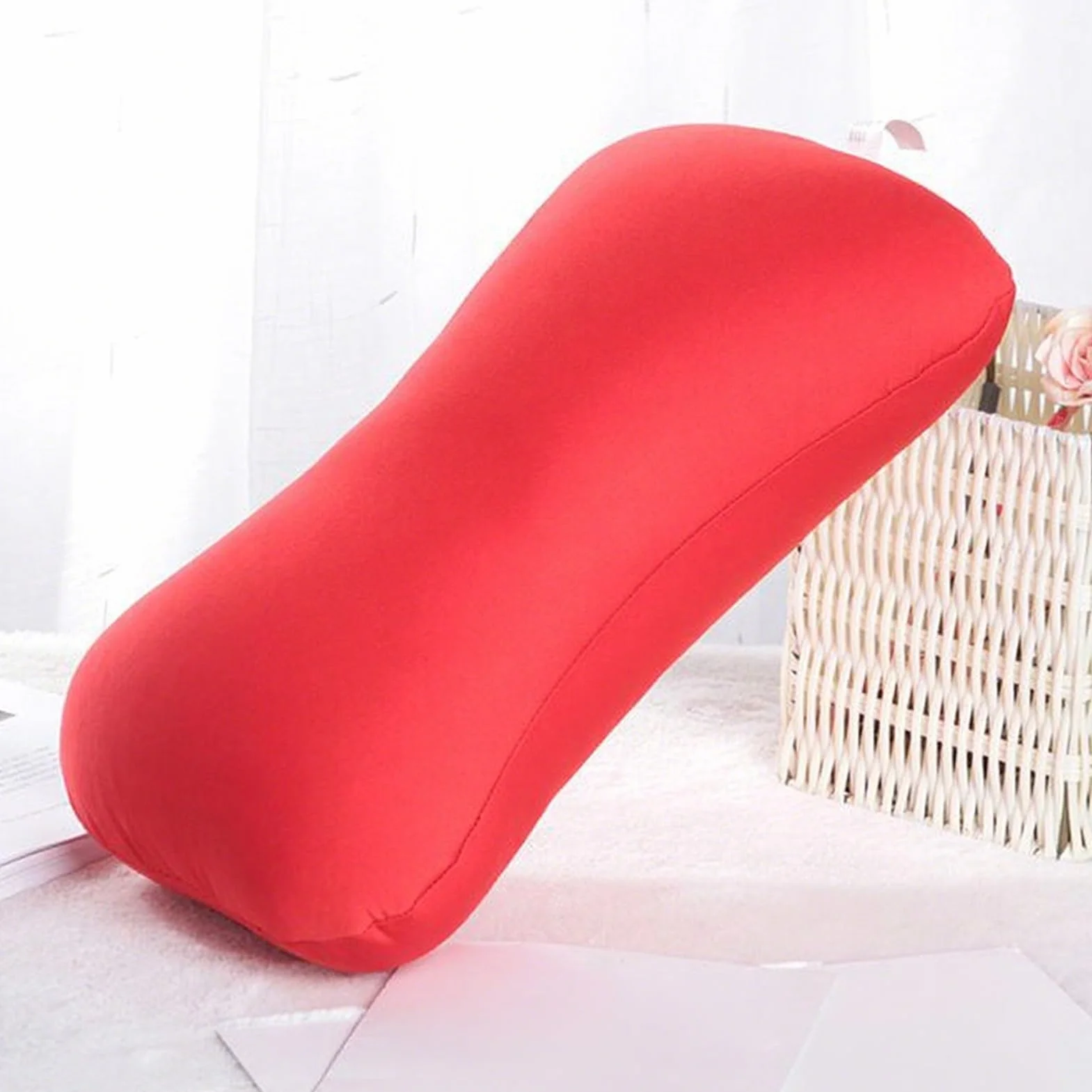Poduszka z mikrokulkami 38 x 20 cm miękka poduszka podtrzymująca szyję ramiona plecy ergonomiczny zagłówek