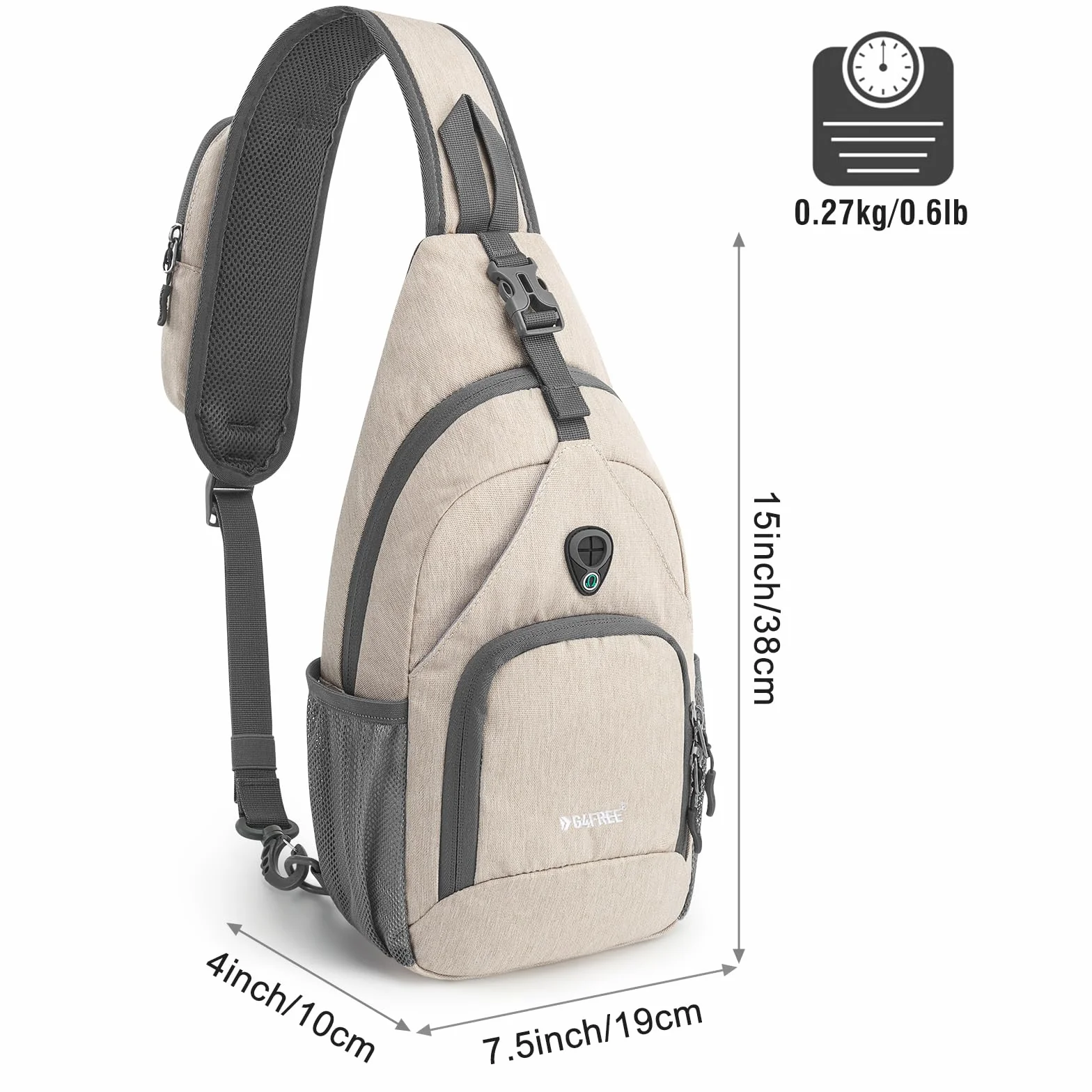 G4Free Torba crossbody na ramię plecak na klatkę piersiową antykradzieżowa z otworem na słuchawki