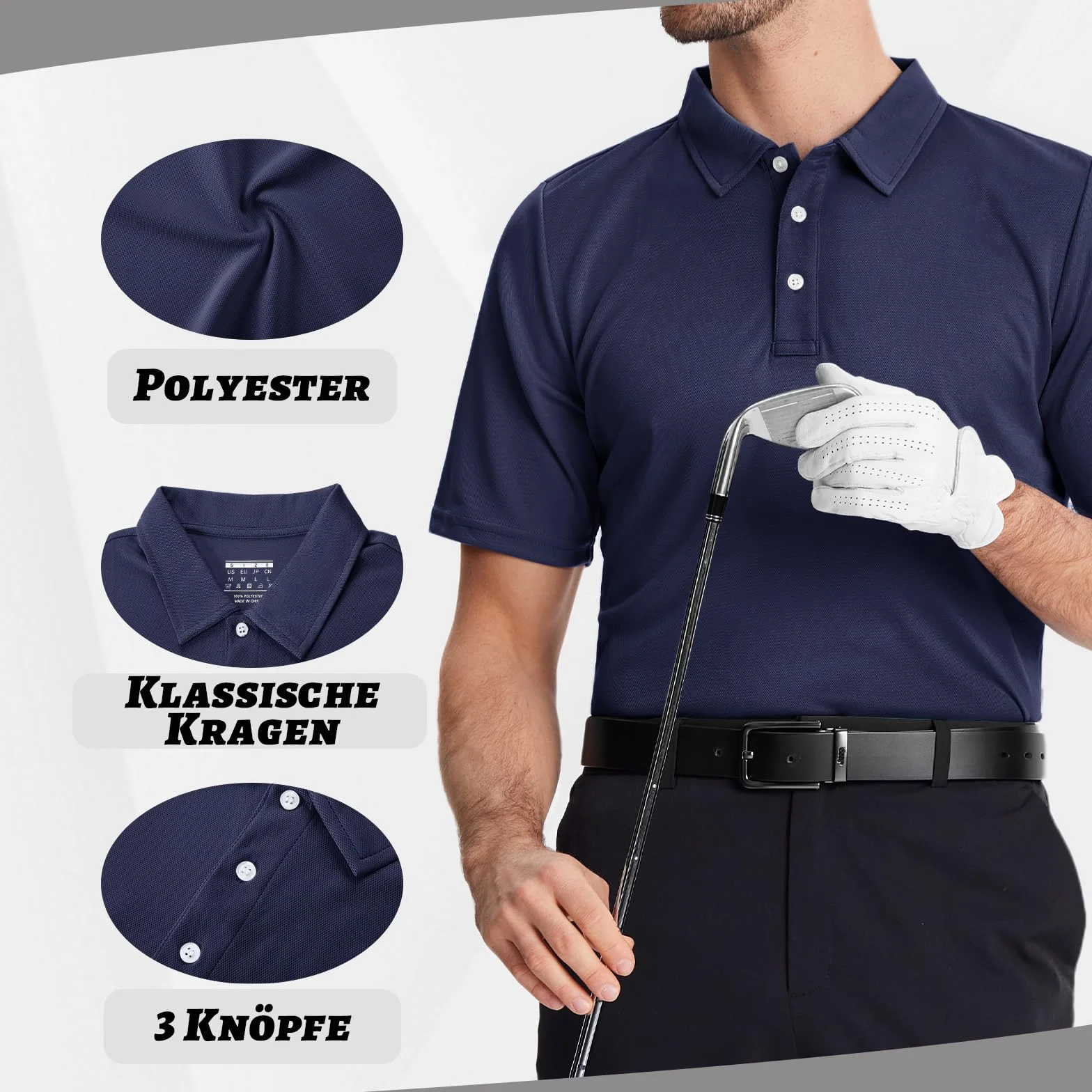 Męskie Koszulki Polo Szybkoschnące z Krótkim Rękawem Poliester Golf T-shirt Turystyczny