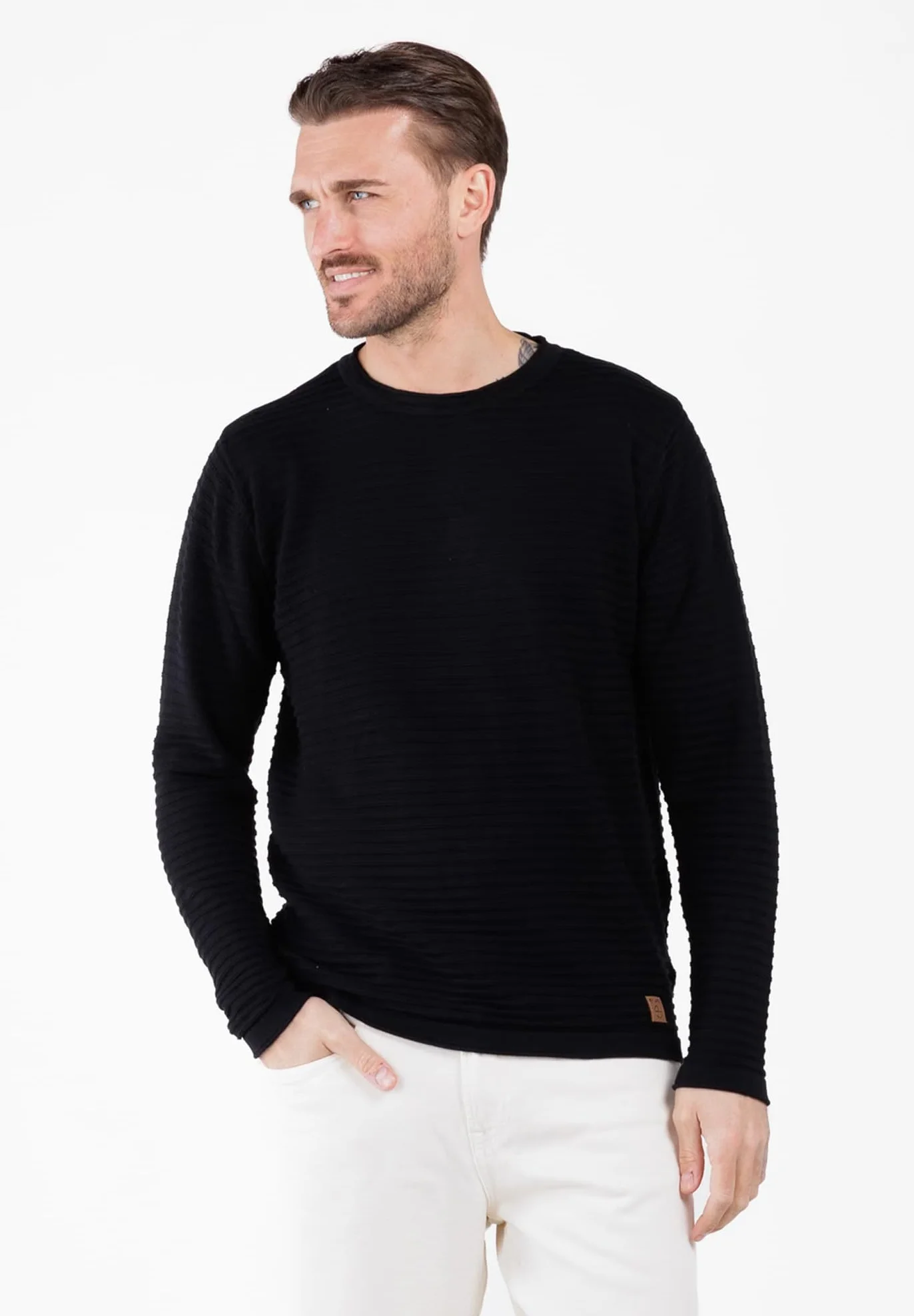 KEYLARGO Klmanuel okrągły sweter męski, Black (1100), XXL