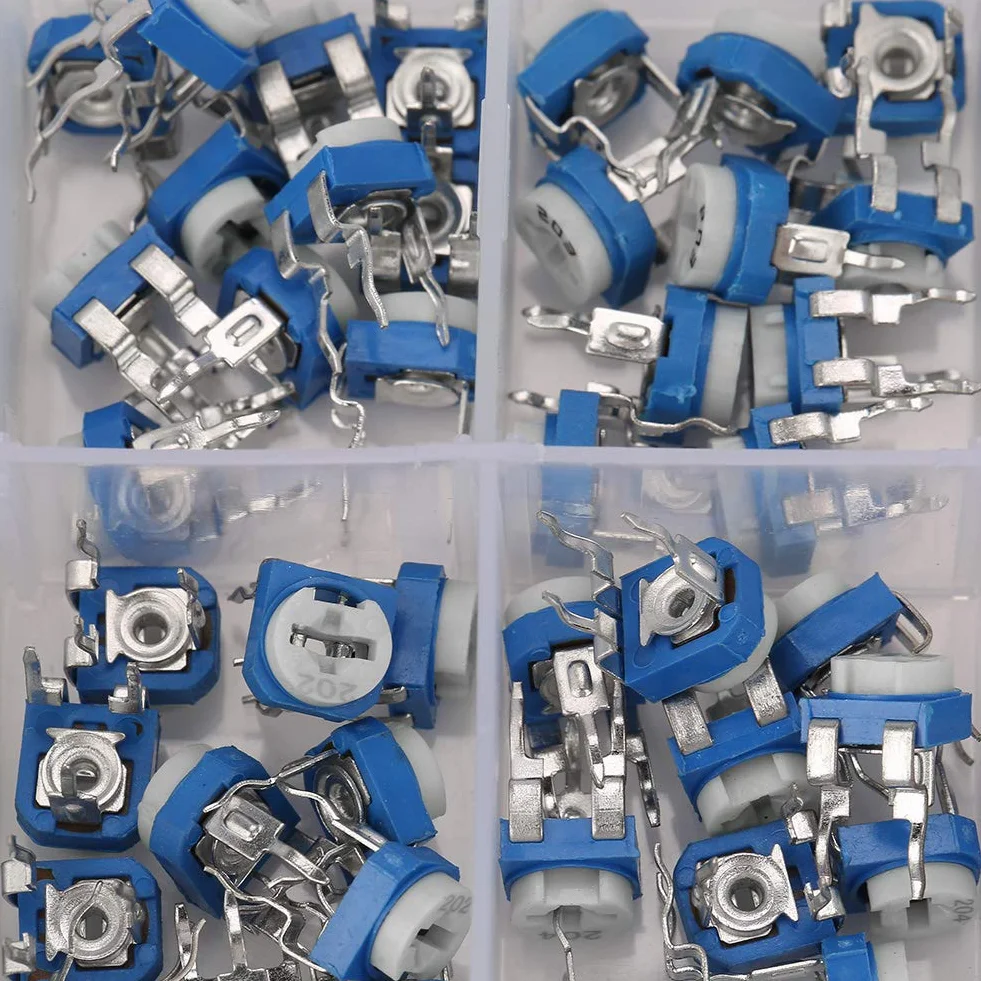 100Pcs 10 Werte variable Widerstände, 500 Ohm bis 1M Ohm Widerstand Ajustable Trimmer Potentiometer mit Assorted Kit