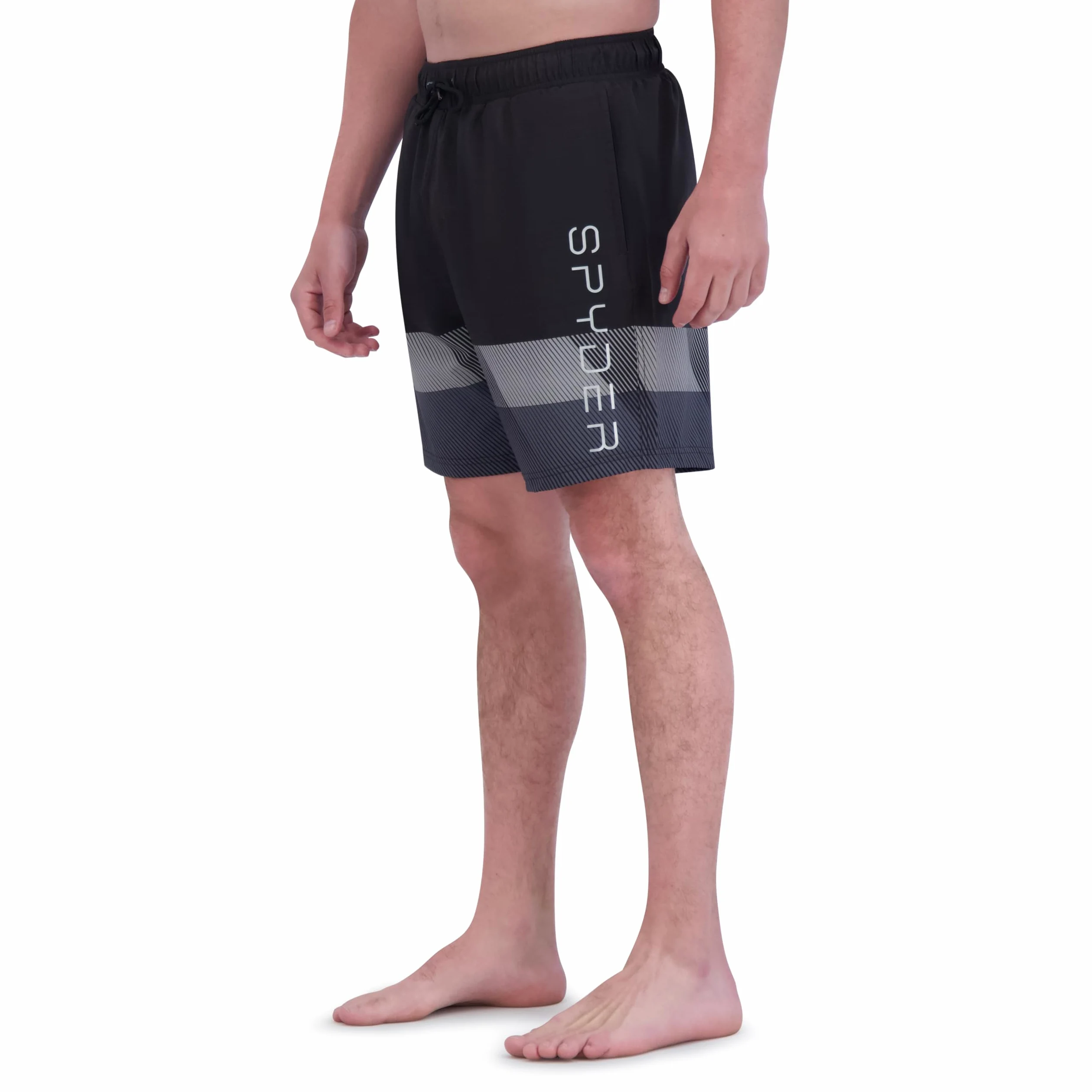 Spyder Spodenki kąpielowe Mężczyźni Swim Trunks, Stretch, Quick-dry, 7-inch Board Shorts, Upf+, Pockets, Compression Brief Liner