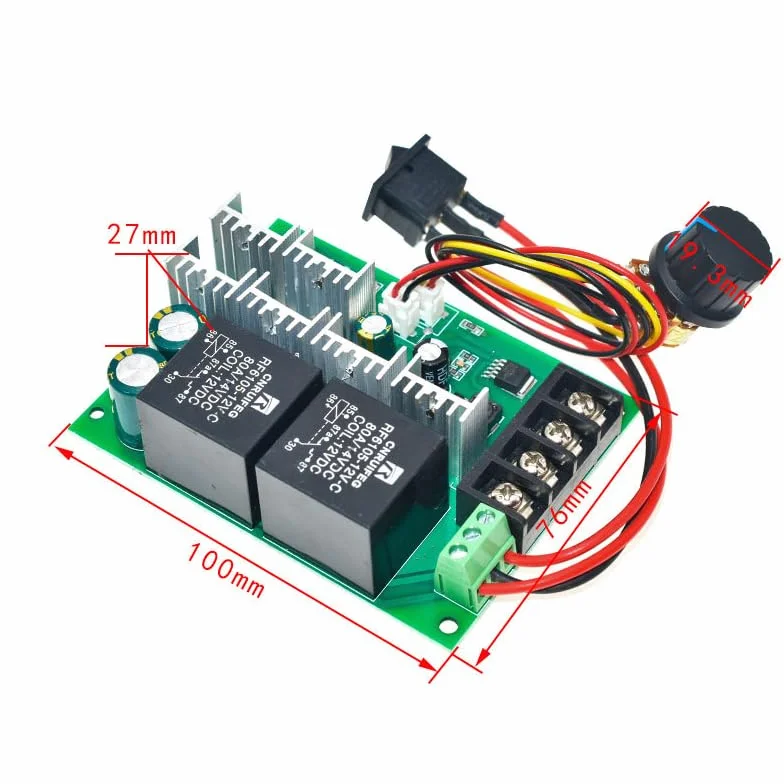 GERUI Sterownik silnika DC 9-50 V, 40 A, regulacja prędkości obrotowej silnika DC, 12 V, 24 V, 36 V, 48 V, 2000 W, moc odwracalna