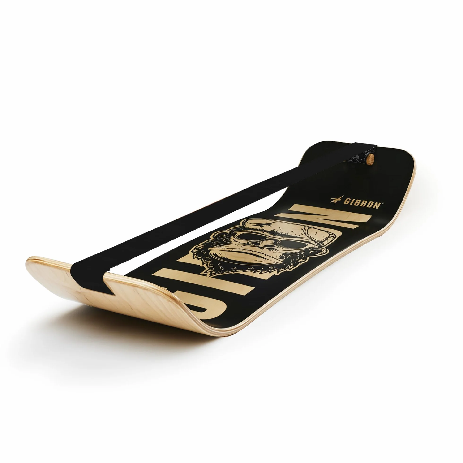 Gibbon GiBoard Deska balansowa dla dorosłych i dzieci, Slackline, sprzęt treningowy, domowa siłownia, trenażer równowagi, drewniana deska do ćwiczeń na stojąco, joga, zwinność, pilates, rdzeń