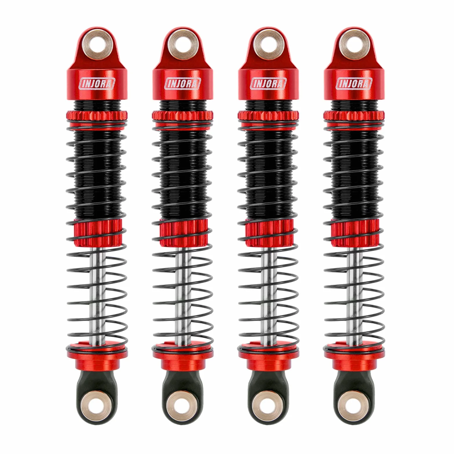 INJORA 59MM Amortyzatory Long Threaded Amortyzator Oleju dla TRX4M K10 High Trail Upgrade 1/18 RC Crawler, Czerwony