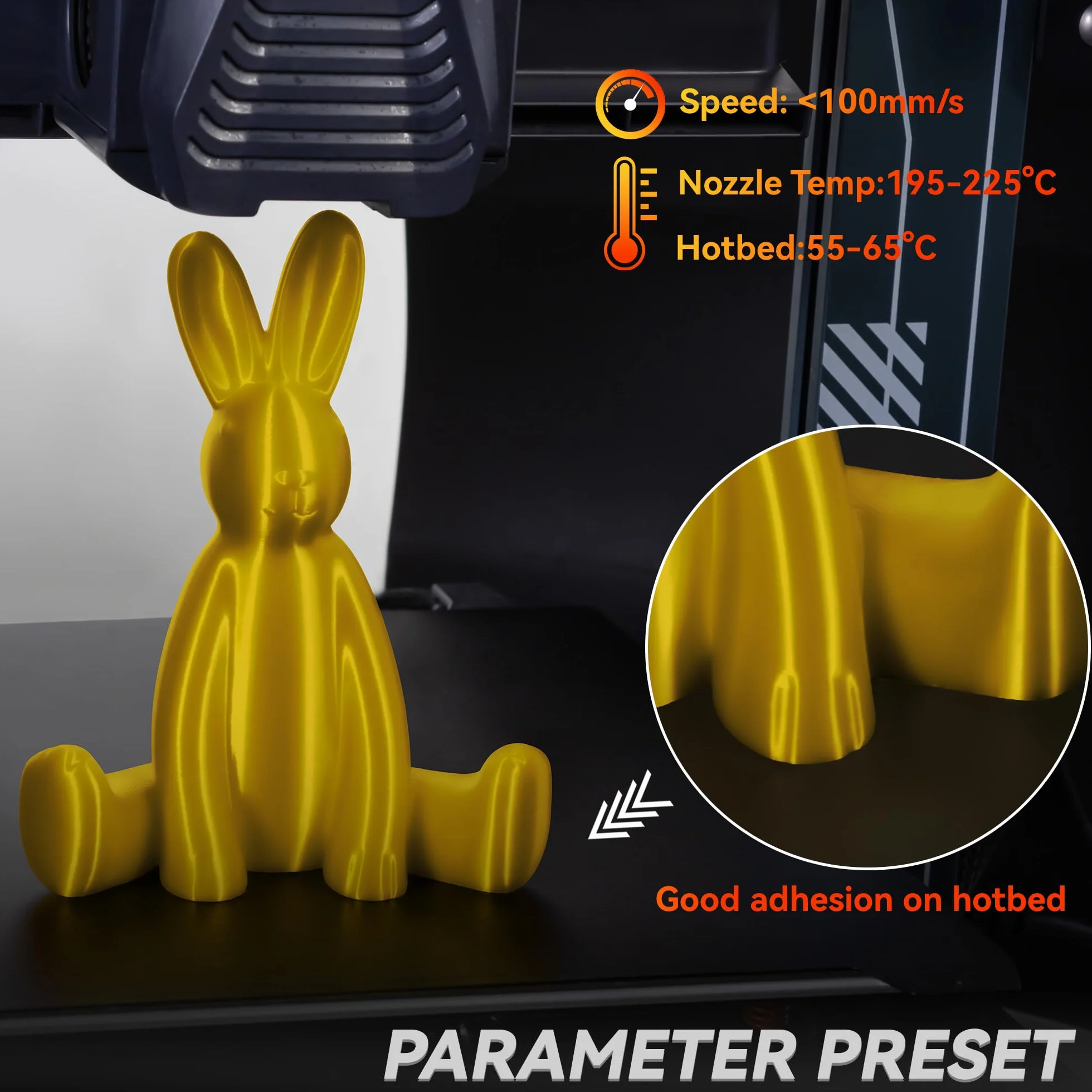 Silk filament PLA, 1,75 mm, Tinmorry, filament do drukarki 3D, 1 kg, 1 szpula, złoty