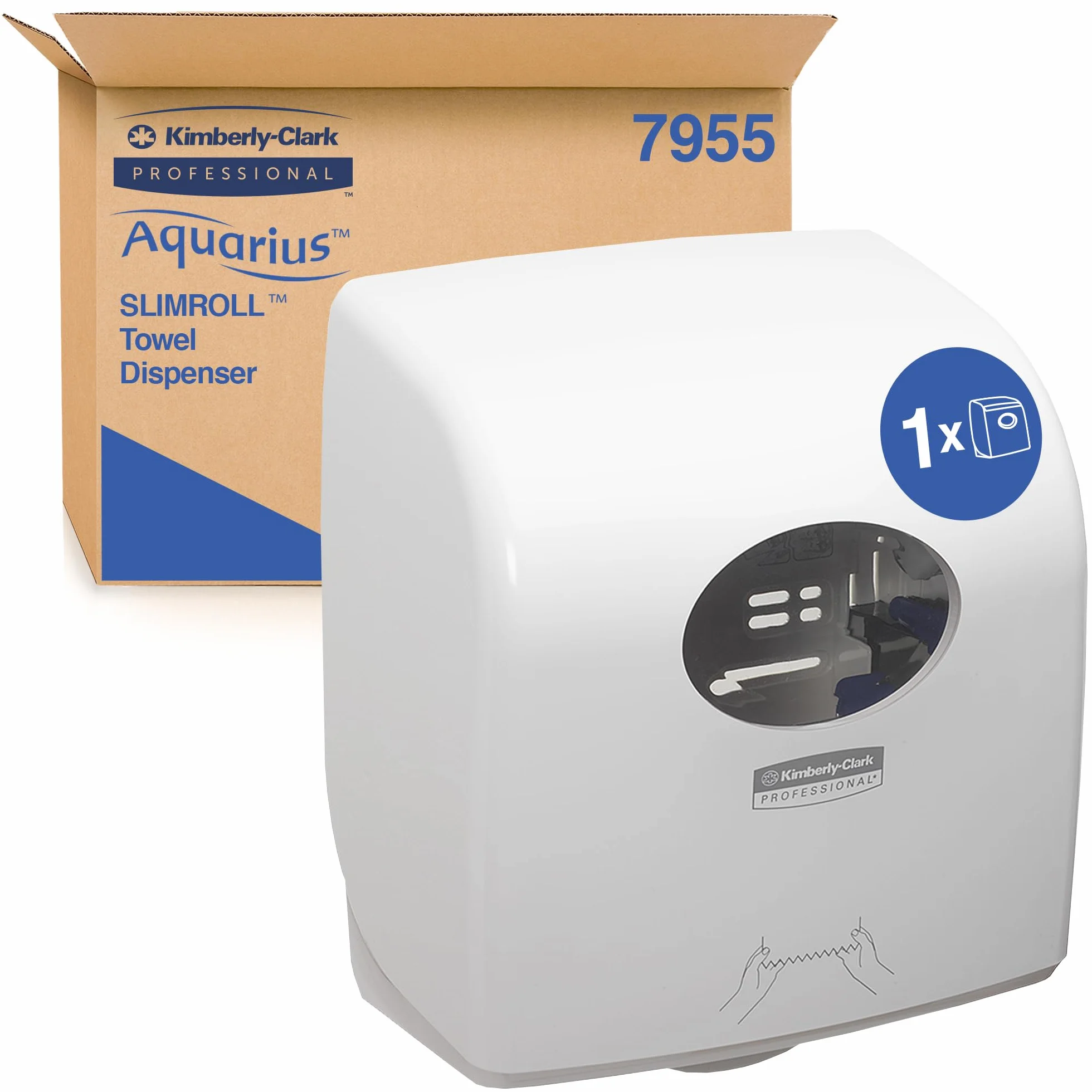Dozownik ręczników do rąk w rolce Aquarius Slimroll 7955 — 1 biały dozownik ręczników papierowych
