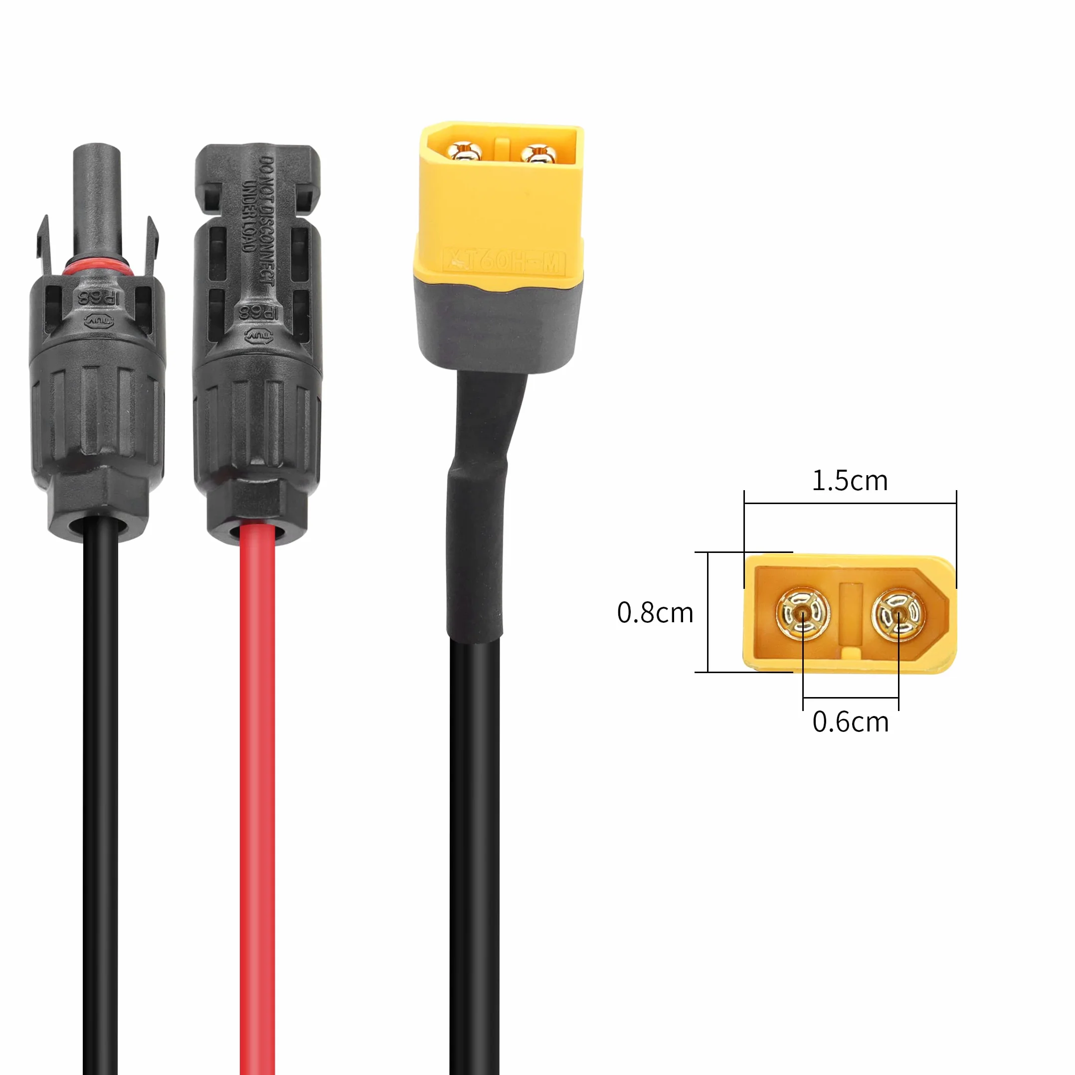 YACSEJAO Kabel solarny na XT60 wtyczka solarna, adapter do ładowarki XT60H, przedłużacz 16 AWG, do przenośnej stacji zasilania do kamperów, akumulator Lipo, 1,8 m