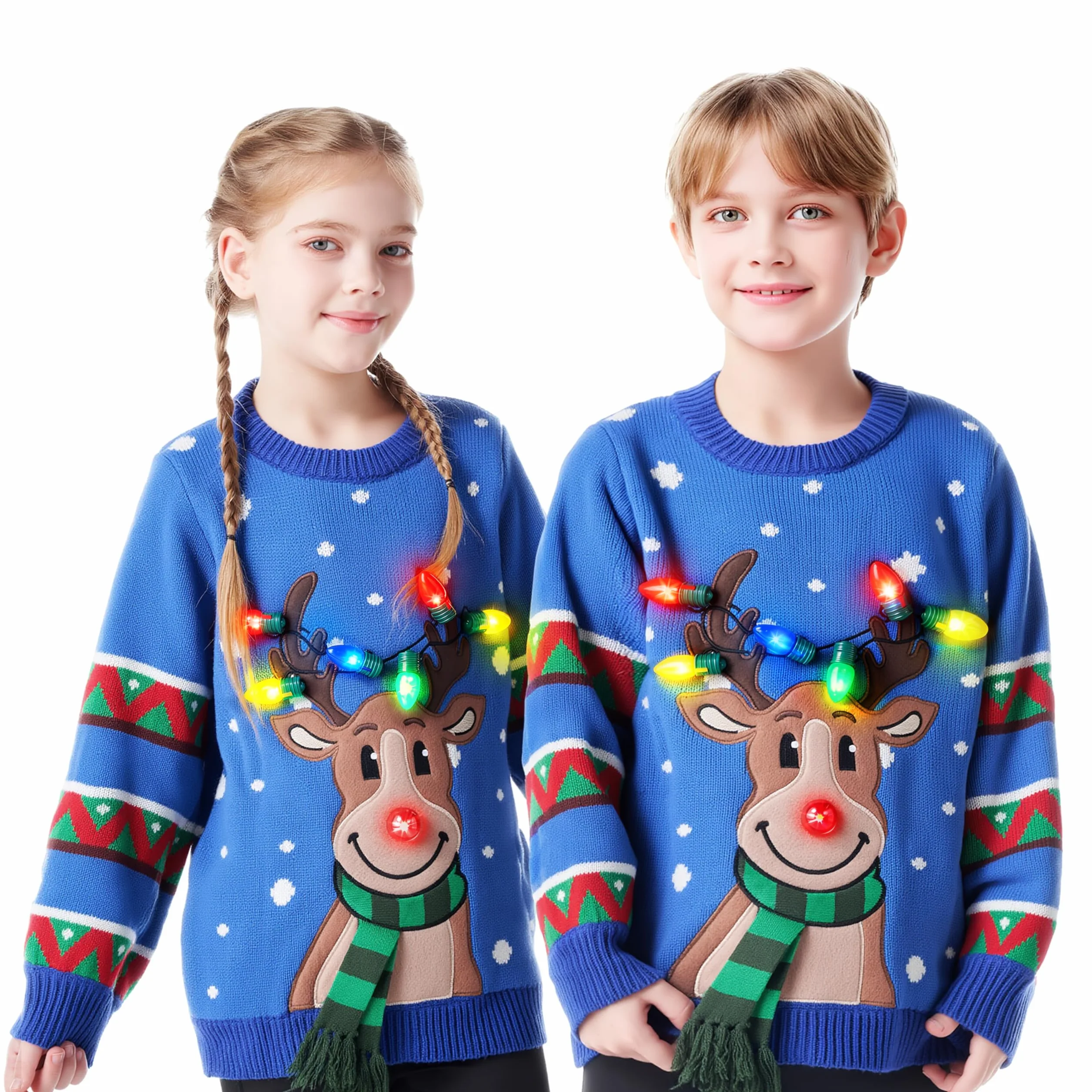 JOYIN Brzydki świąteczny sweter dla dzieci, świecący sweter bożonarodzeniowy dla chłopców i dziewcząt, świąteczny sweter dla chłopców i dziewcząt