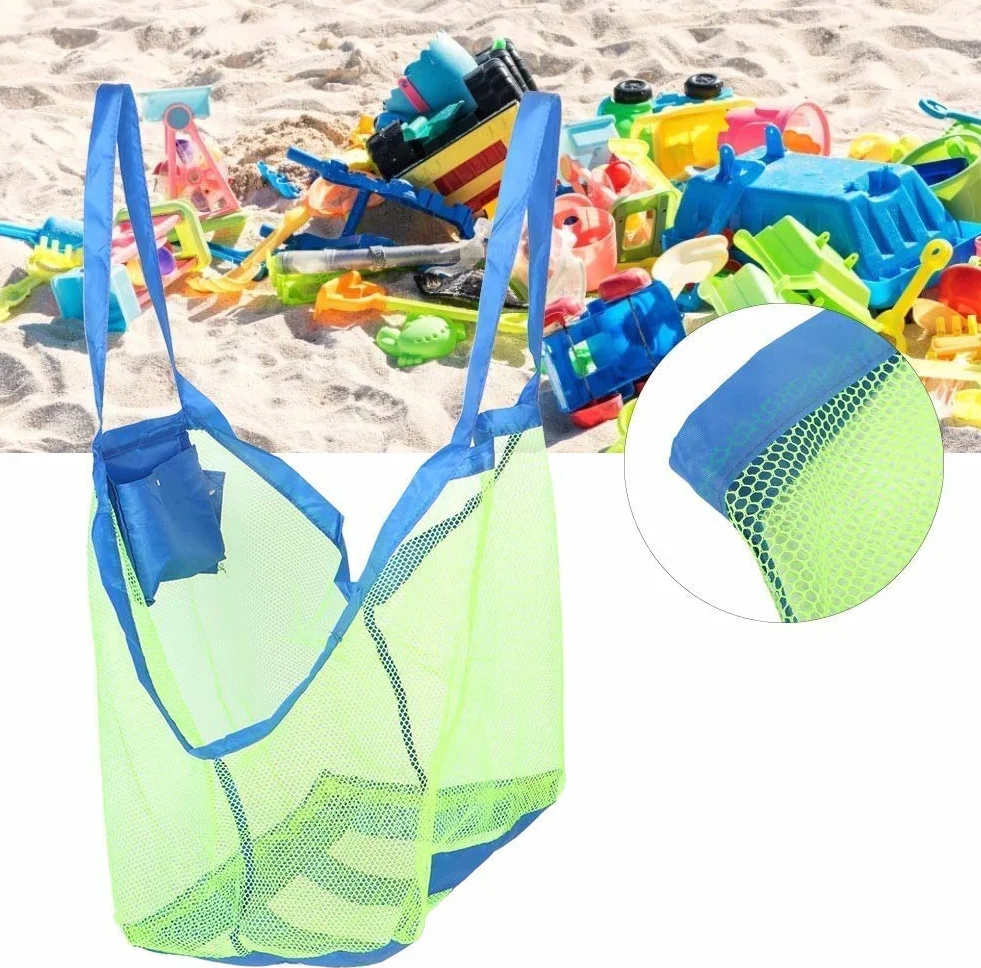 Duża torba plażowa wykonana z materiału siatkowego, plaża piaszczysta Torba do przechowywania zabawek dla dzieci wykonana z materiału siatkowego Przenośna torba plażowa Buty do piasku Mokre ręczniki Torba 75 x 32 x 70 cm